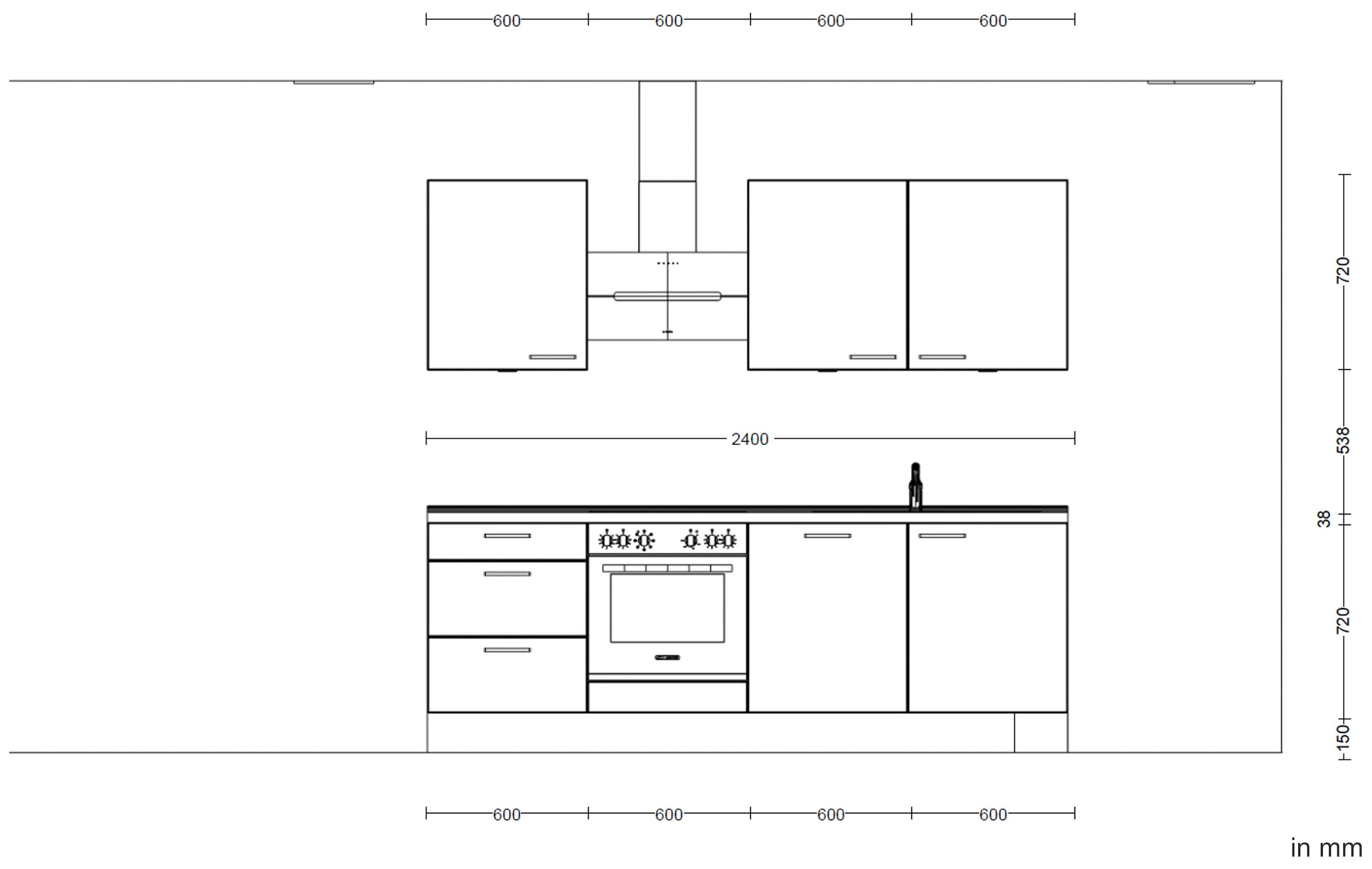 nobilia® Küchenzeile »"Cascada II"«, vormontiert, Breite 240 cm, Ausrichtung wählbar, wahlw. mit E-Geräten