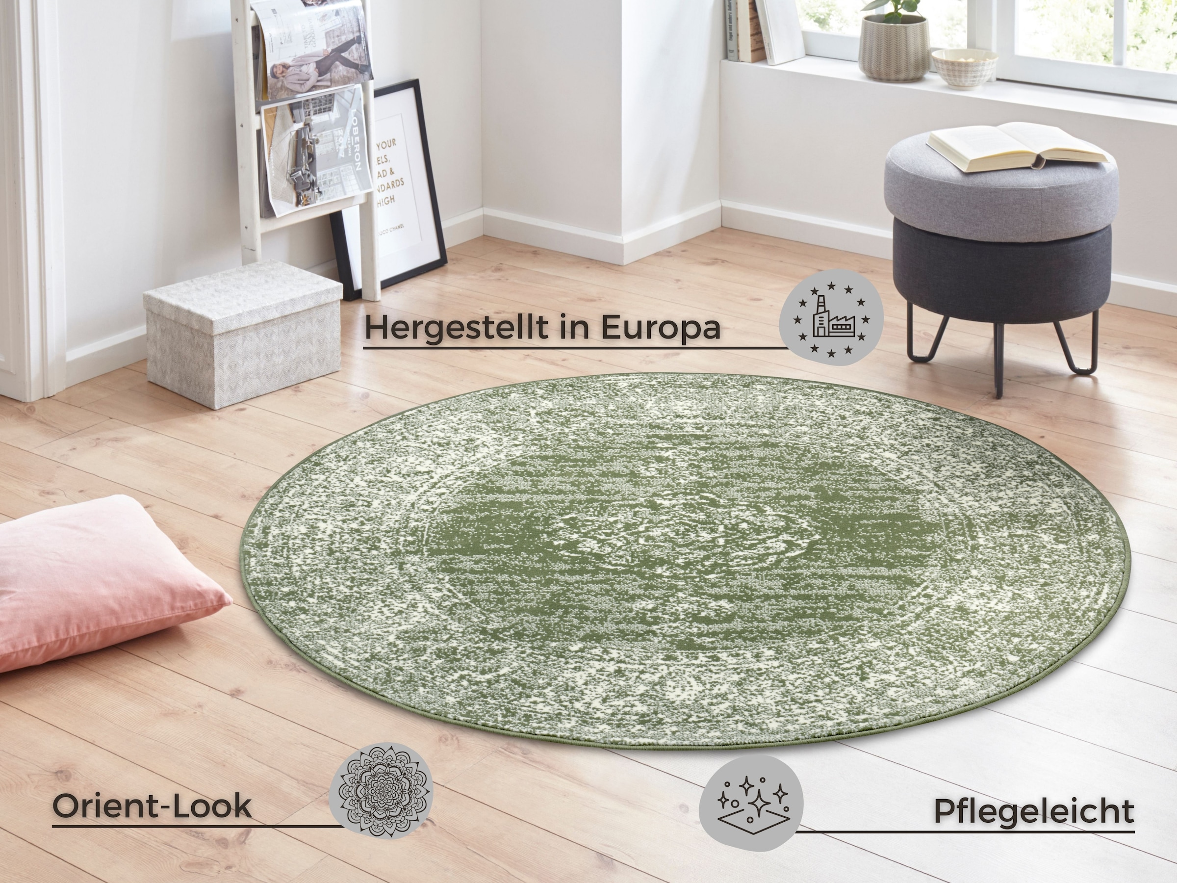 HANSE Home Teppich »Meridional«, rund, 9 mm Höhe, Orientalisch, Orient, Kurzflor, Wohnzimmer, Schlafzimmer, Vintage