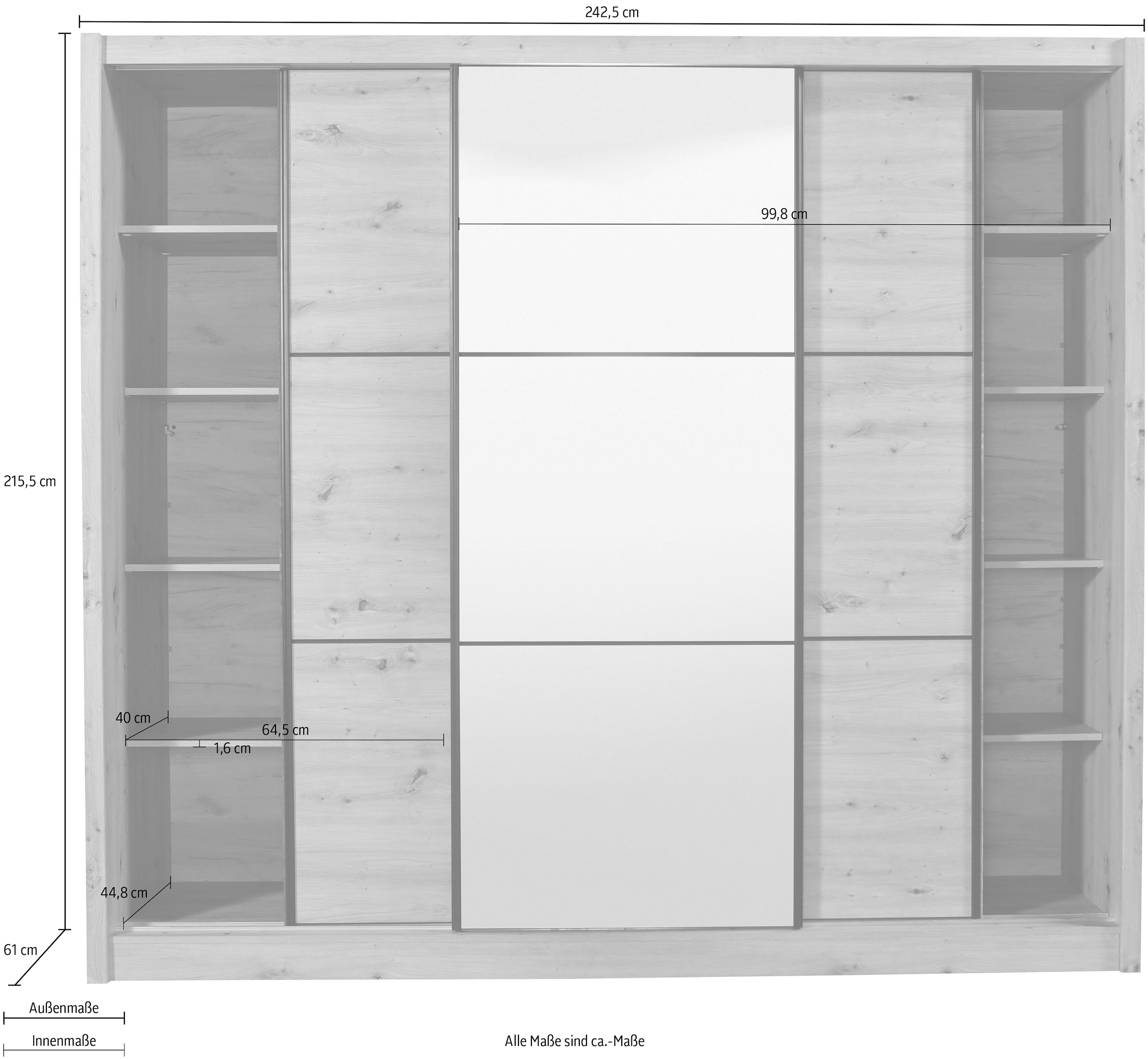 INOSIGN Schwebetürenschrank »Navara Kleiderschrank mit Spiegel Wäscheschrank Garderobe«, mit großzügiger Innenausstattung, FSC®-zertifiziert, in 3 Breiten