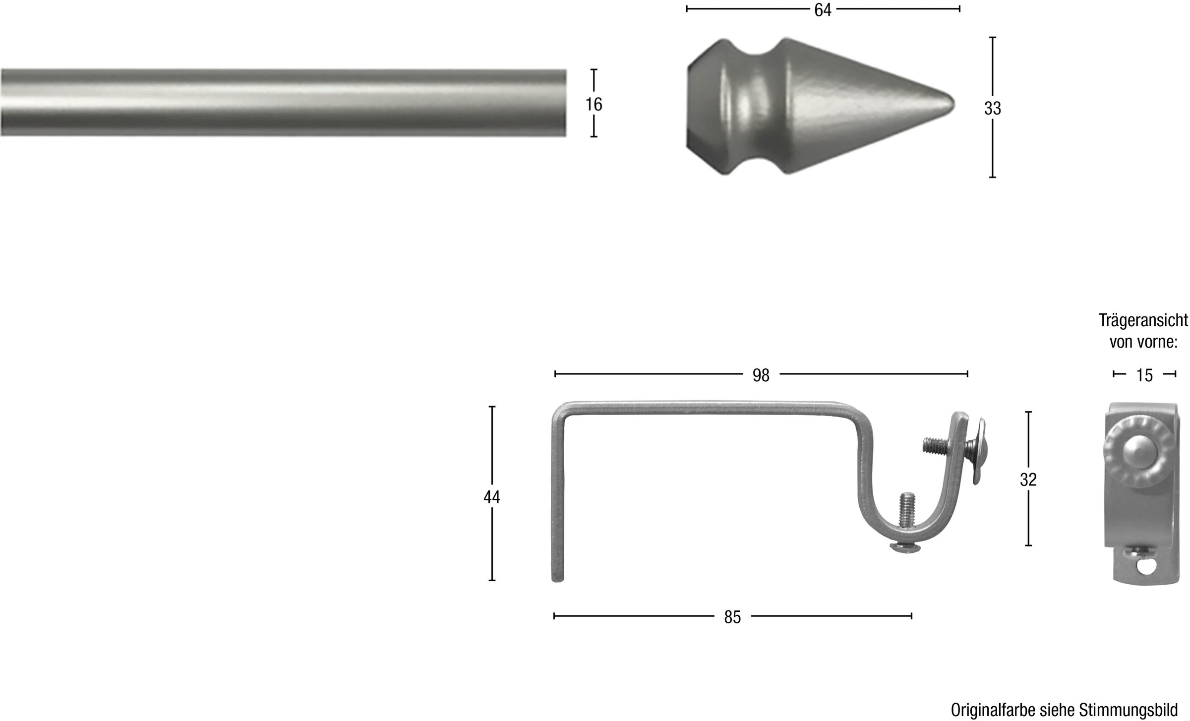 GARESA Gardinenstange »SPYRNA mit offenem Träger« Ø 16 mm 1 läufig-läufig W günstig online kaufen