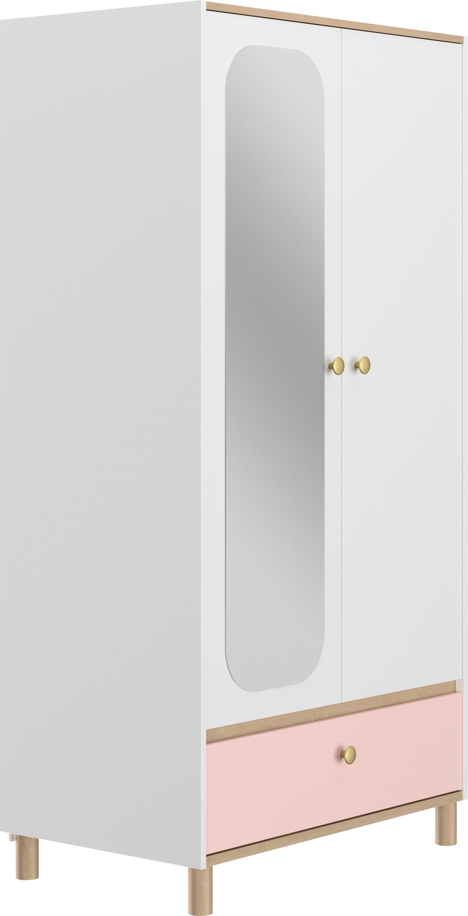 GAMI Kleiderschrank »Romy« 1 Stk. tlg. Elegantes Design für eine sanfte und feminine Atmosphäre. Weiss / Rosafarben