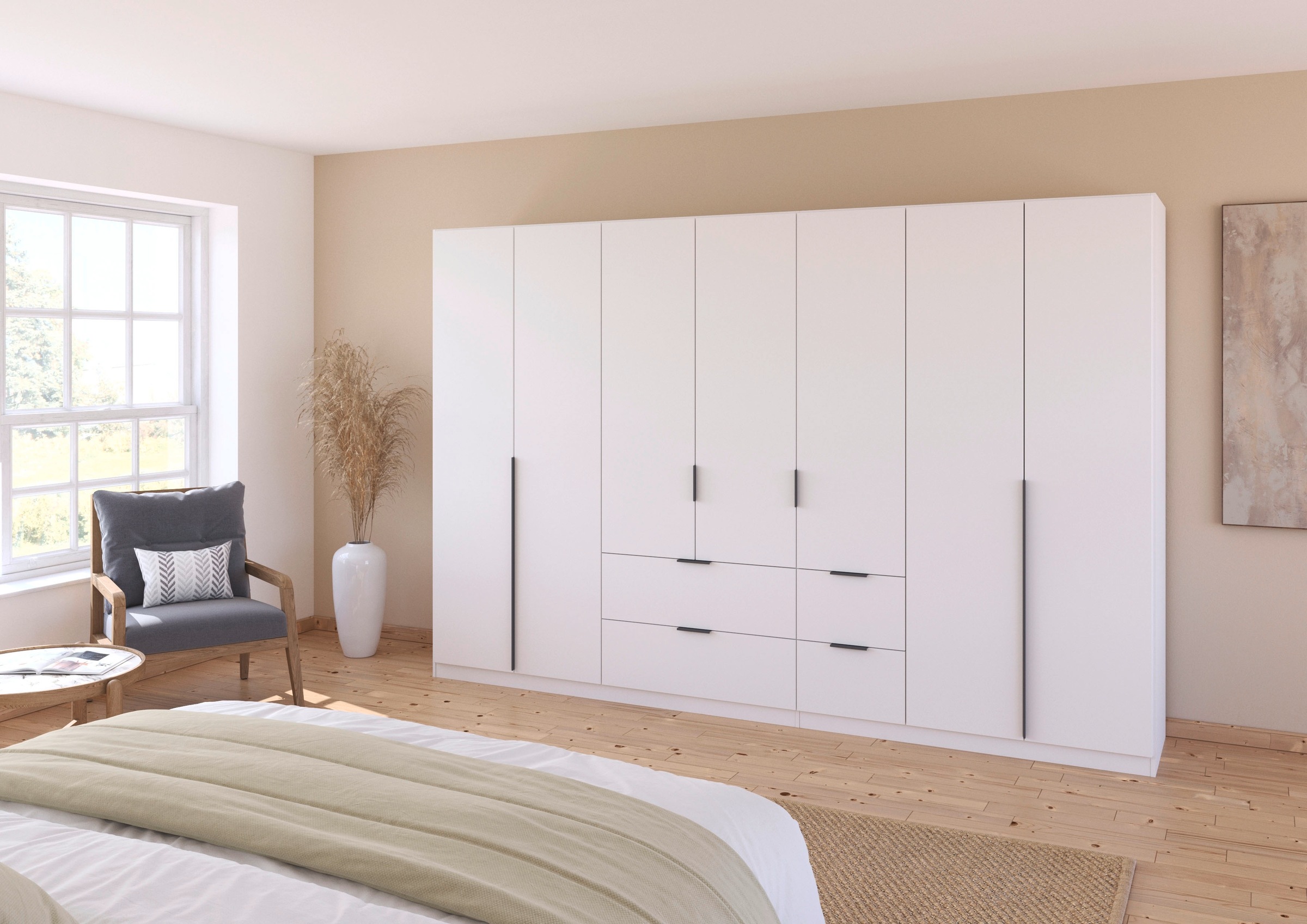rauch Drehtürenschrank »Kleiderschrank Schrank Garderobe AGORDO mit Dekor- oder Hochglanzfront«, (in zwei Griff-Farben mit Dekor- oder Hochglanzfront), mit Außenschubkästen, in 6 Breiten und 2 Höhen MADE IN GERMANY