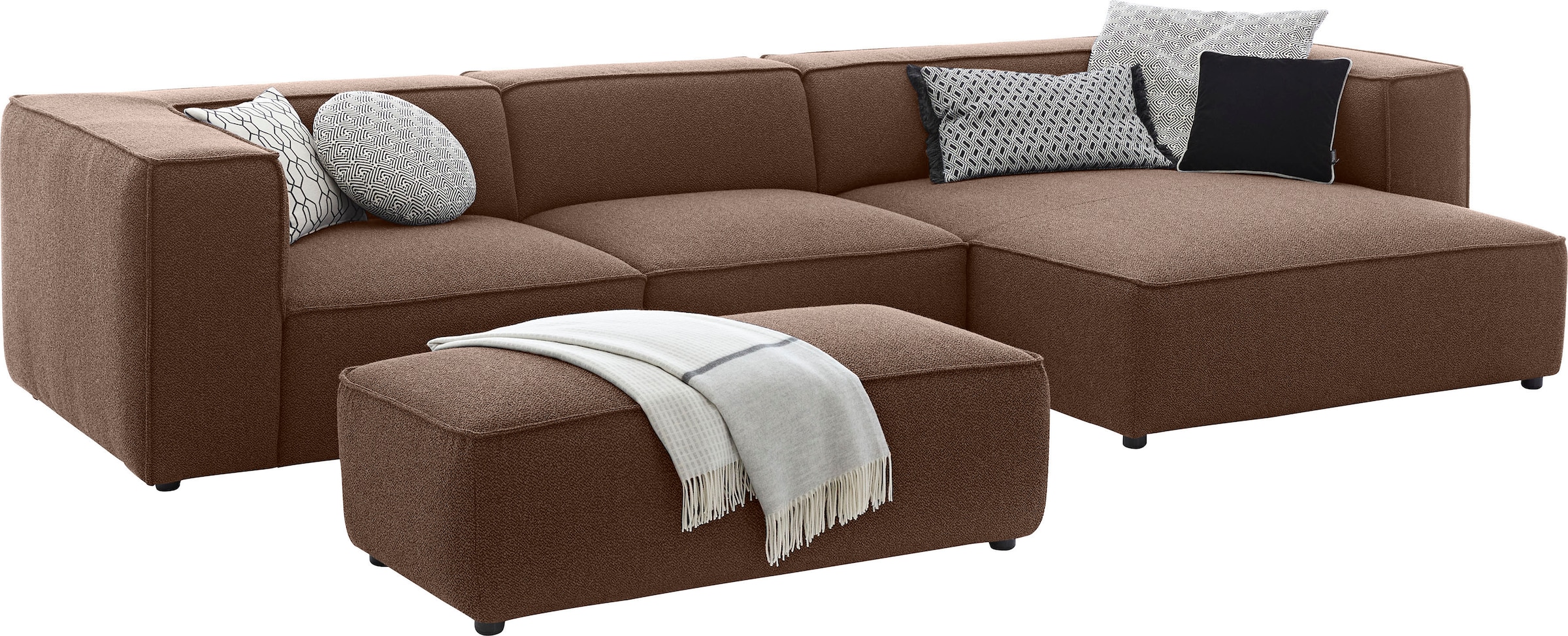 W.SCHILLIG Ecksofa »around-the-block«, mit eleganter Biese, mit Federkern, Breite 341 cm