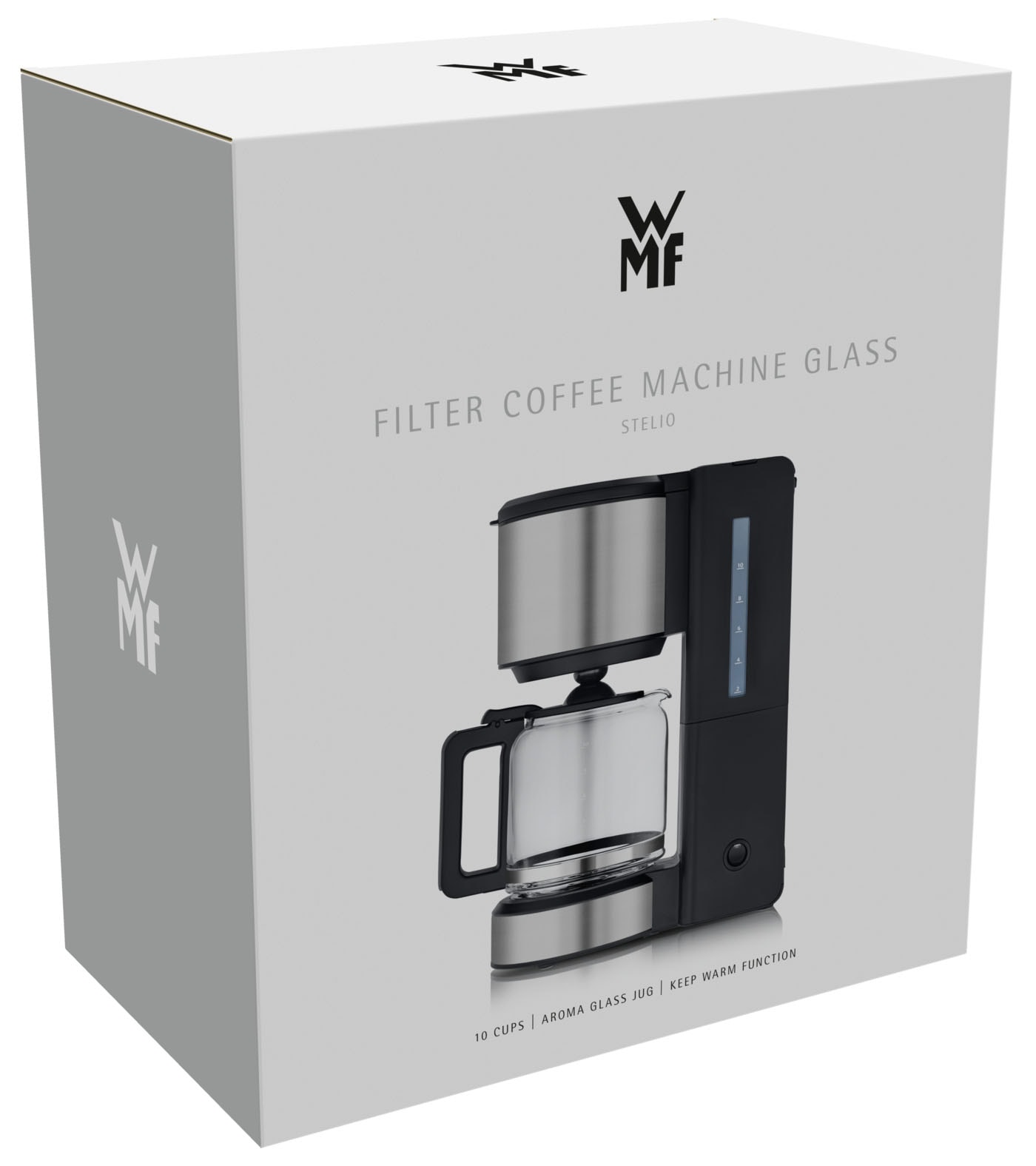 WMF Filterkaffeemaschine »Stelio Aroma« 1,25 l Kaffeekanne Papierfilter 1x4 10 Tassen, Warmhaltefunktion, Abschaltautomatik, Cromargan, 1000 Watt