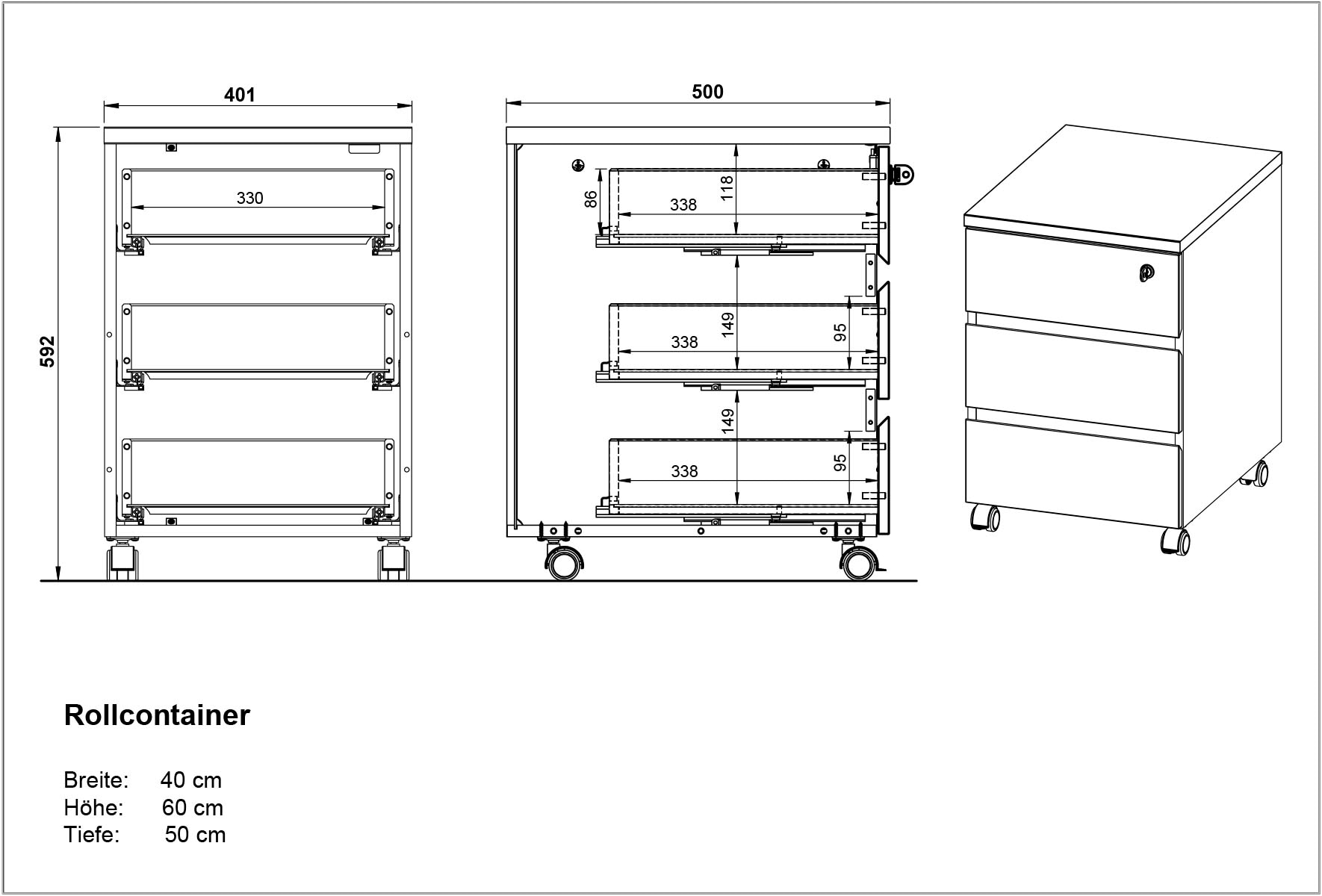 GERMANIA Rollcontainer »GW-Lissabon Rollcontainer«, mit abschließbarer Schublade