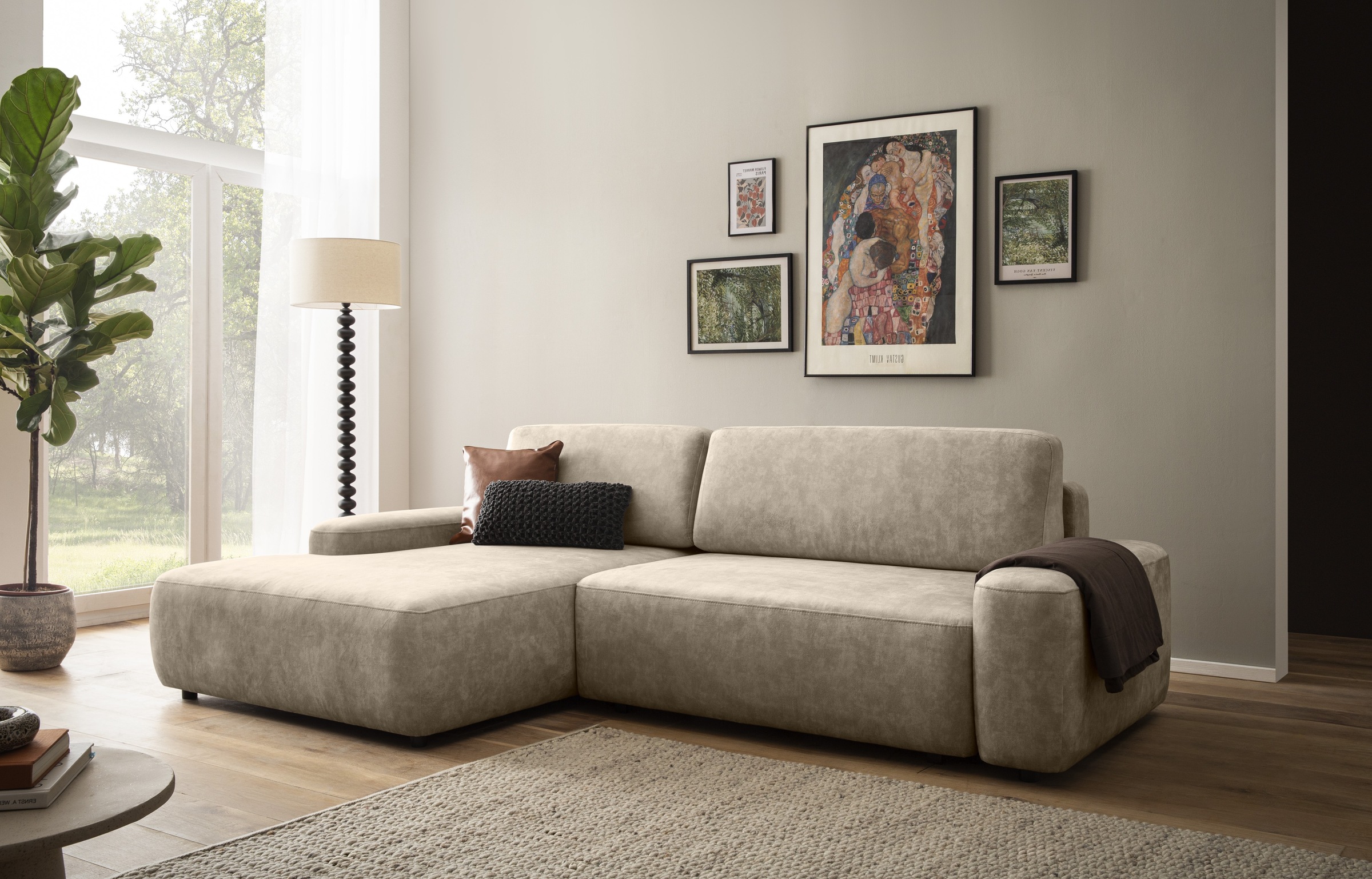 Home affaire Ecksofa »TORGE (264cm), Schlafsofa in Cord, Samtvelours o Stru günstig online kaufen