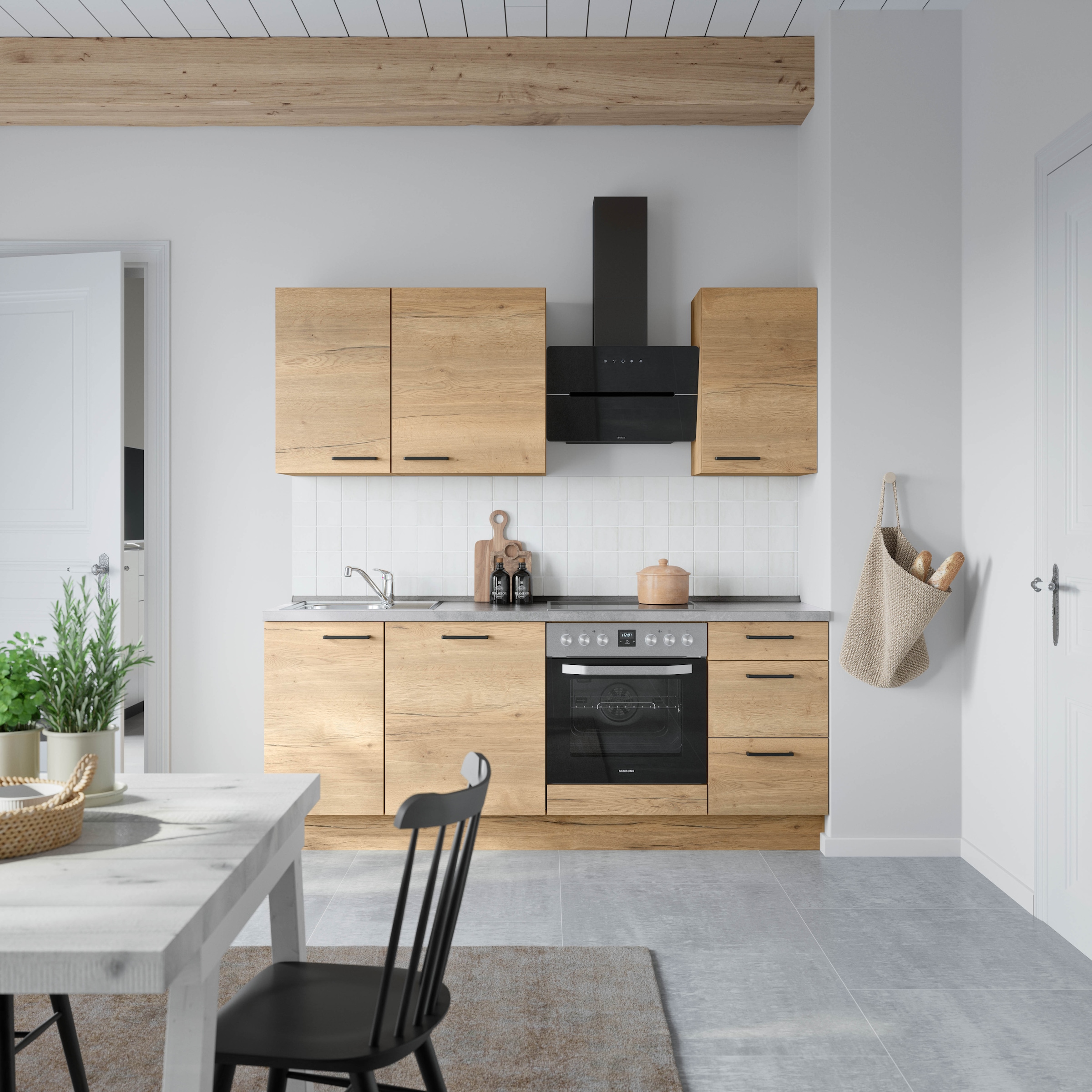 nobilia® Küchenzeile »"Structura II"«, vormontiert, Ausrichtung wählbar, Breite 210 cm, wahlw. mit E-Geräten