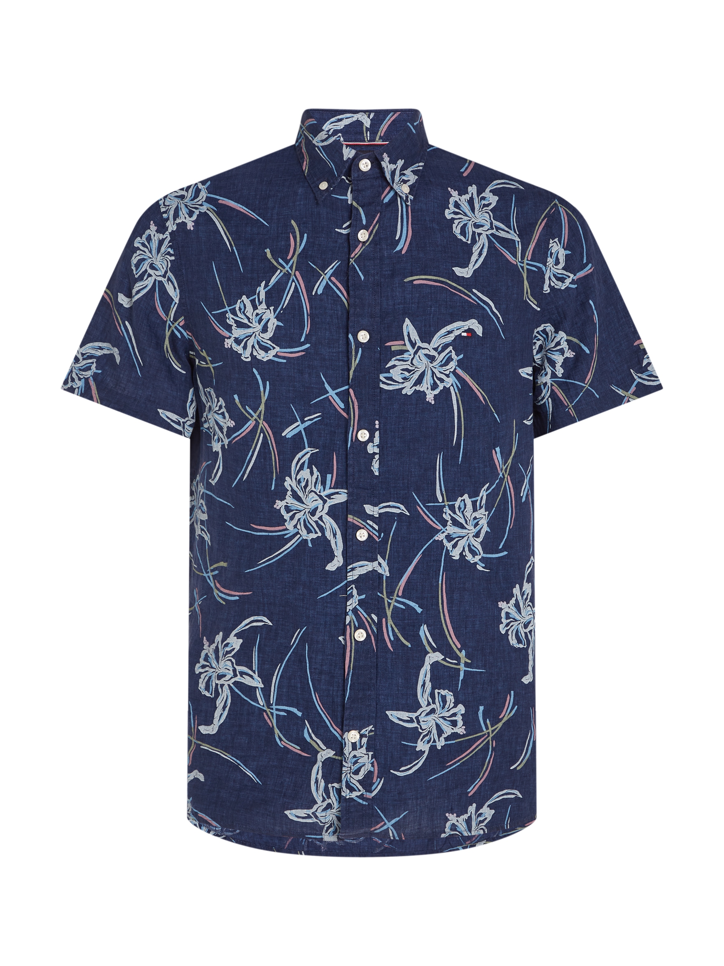 Tommy Hilfiger Leinenhemd »LI TROPICAL PRT SF SHIRT«, mit tropischen Print