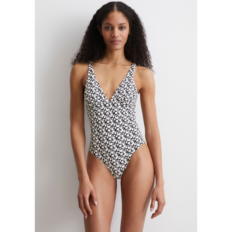 MARC O'POLO Badeanzug »Millefleur« tiefer V-Ausschnitt, herausnehmbare Cups, doppellagig millefleur print dark navy L - N-Gr N-Gr L Damenbadeanzug...