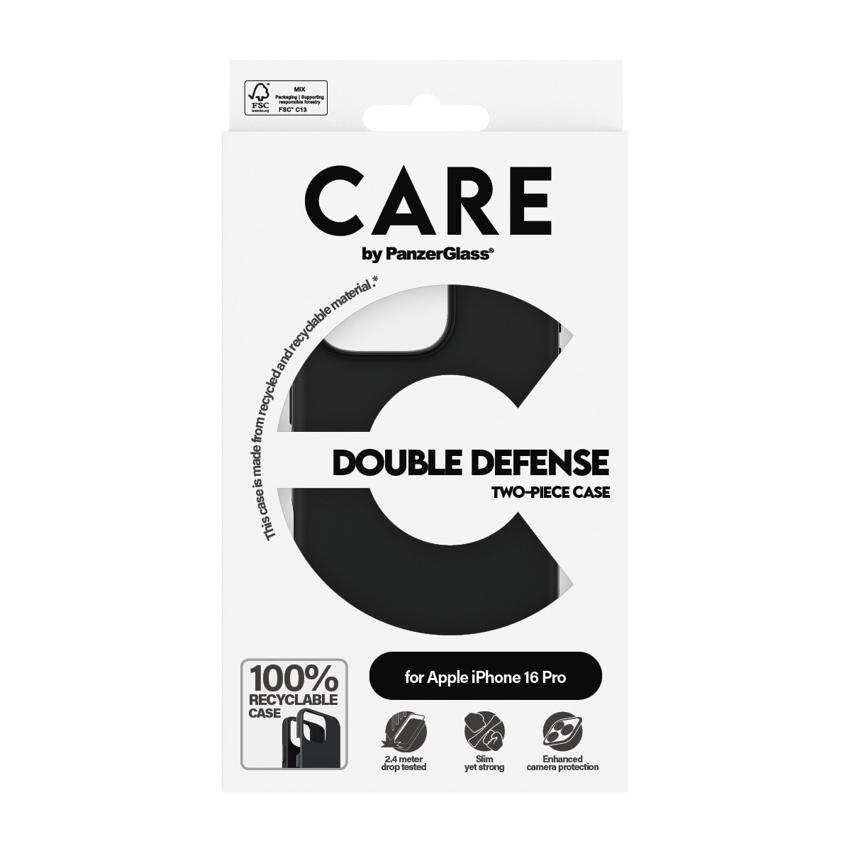 CARE by PanzerGlass Handyhülle »Double Defence Case für Apple iPhone 16 Pro« Backcover, Schutzhülle, Handyschutzhülle, Case, Schutzcase, stoßfest