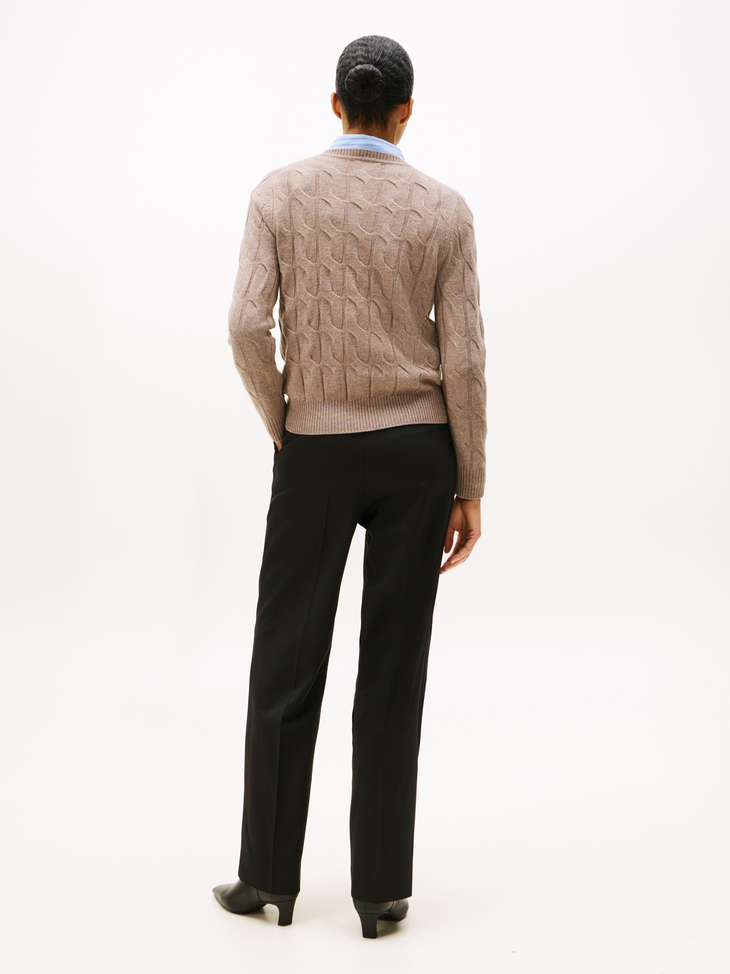 Tommy Hilfiger Strickpullover »SOFT WOOL CABLE C-NK« Wolle, mit Zopfmuster