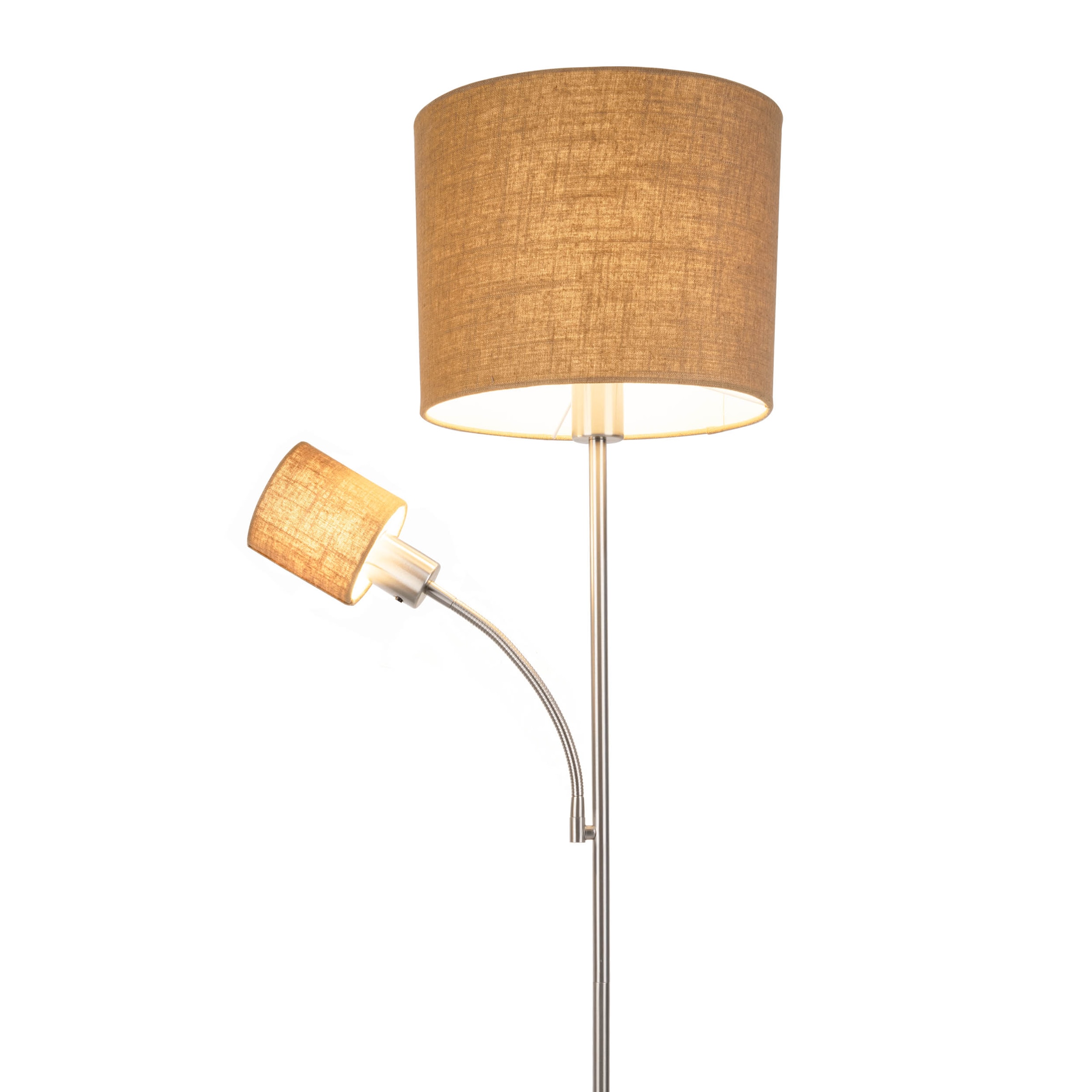 näve Stehlampe »Filomena« E14 | E27 1 Stk. Schirm braun, inkl. Lesearm, inkl. Druckschalter, H: 165cm