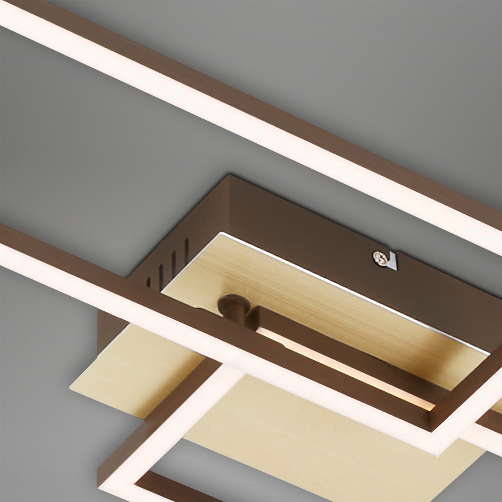 Briloner Leuchten LED Deckenleuchte »3145017 FRAME«, Leuchtmittel LED-Board | LED fest integriert, CCT, RGB, Memory-/Nachtlichtfunktion, Fernbedienung, gold-braun