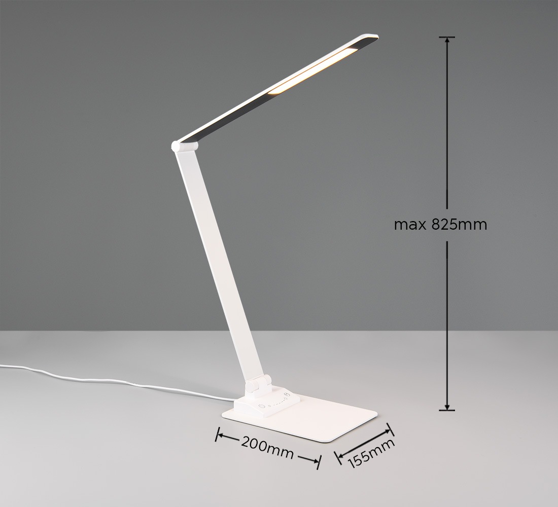 TRIO Leuchten LED Schreibtischlampe »TRAVIS, LED Leselampe 6,5W 650 Lumen CCT Lichtfarbe 3000/5000/6500K« LED-Board 1 Stk. Farbwechsler mit USB-A und USB-C Ladeanschluss, kippbar dimmbar Höhe max 72cm