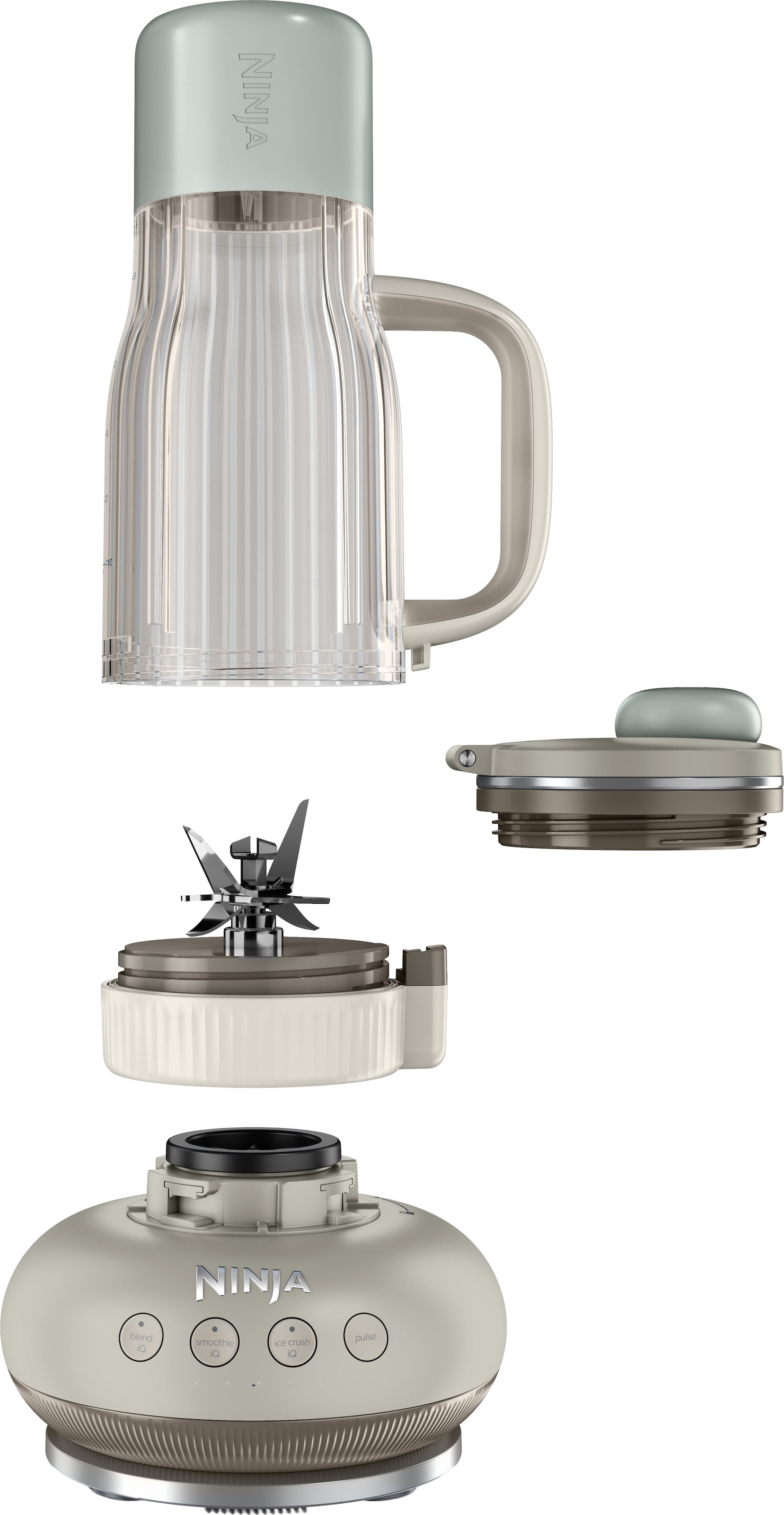 NINJA Zerkleinerer »BlendBoss To-Go-Becher-Mixer - stone/mint DB351EUST« 1100 W Auto-iQ-Technologie, Zerkleinert alles eiskalt-  sogar  tiefgefrorenes