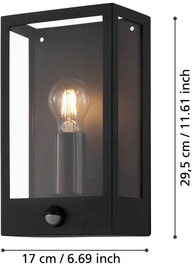 EGLO Wandleuchte »ALAMONTE« E27 1 Stk. Außenleuchte, Bewegungsmelder, Dämmerungssensor, Wandlampe, E27, IP44