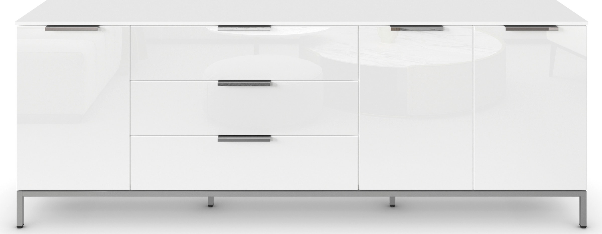 rauch Kombikommode »Kommode Türkommode Sideboard Kombikommode FLIPP mit Glasfront«, (Breite 200 cm mit 2 Einlegeböden), 3-türig mit 3 Schubladen und Soft-Close-Funktion sowie Glasfront