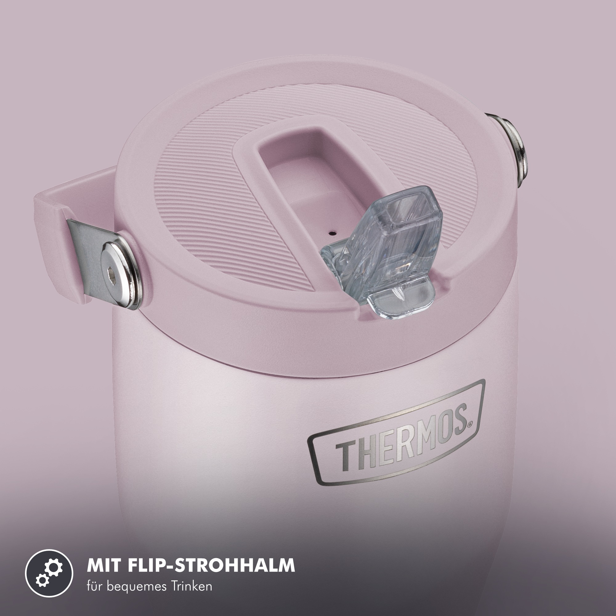 THERMOS Thermobecher »REFRESHING SERIES ISOLIERTRINKBECHER mit Flip-Straw« 0,85l,  6h kalt, mit Griff und Strohhalm zum Ausklappen