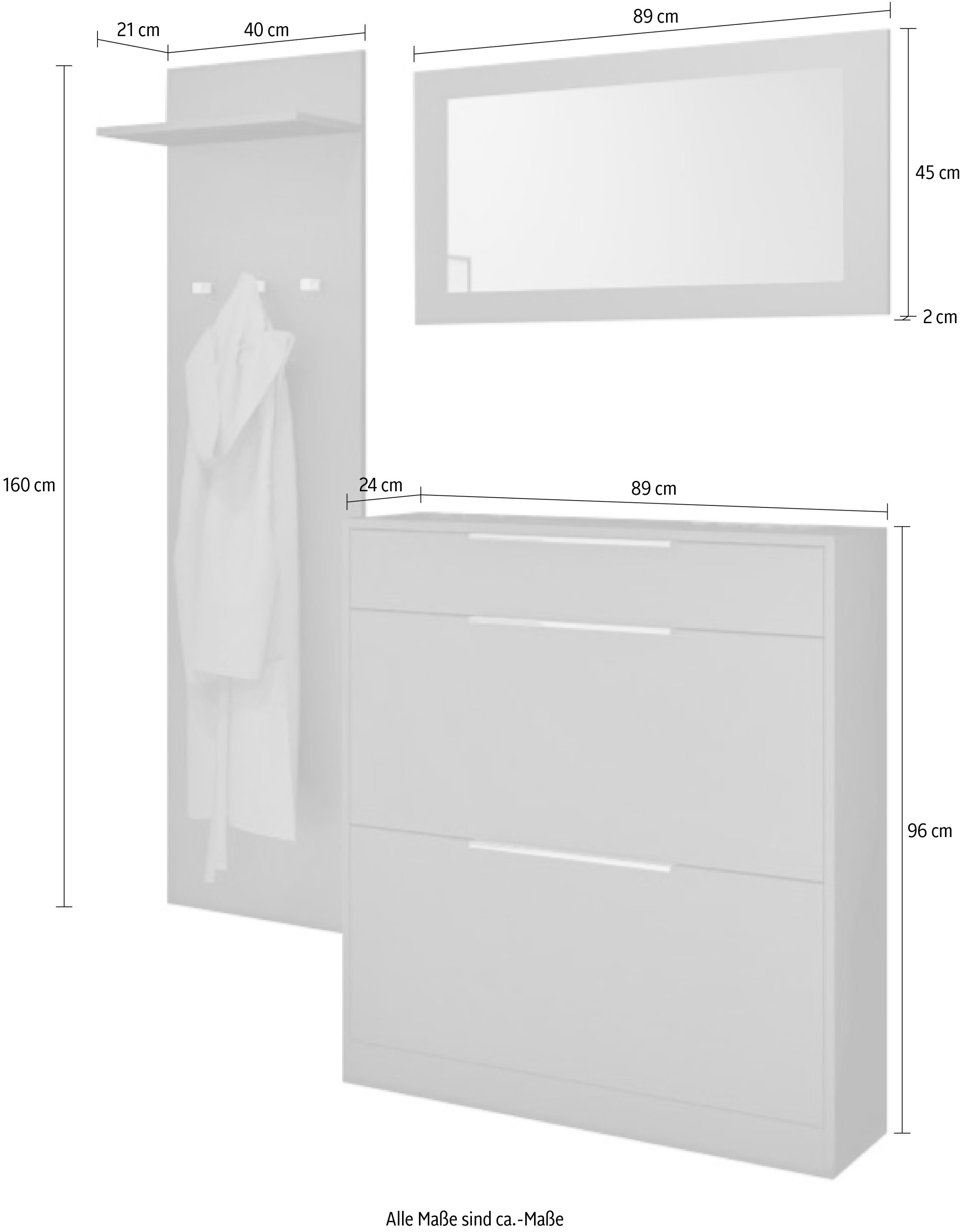 borchardt Möbel Garderoben-Set, (3 St.)
