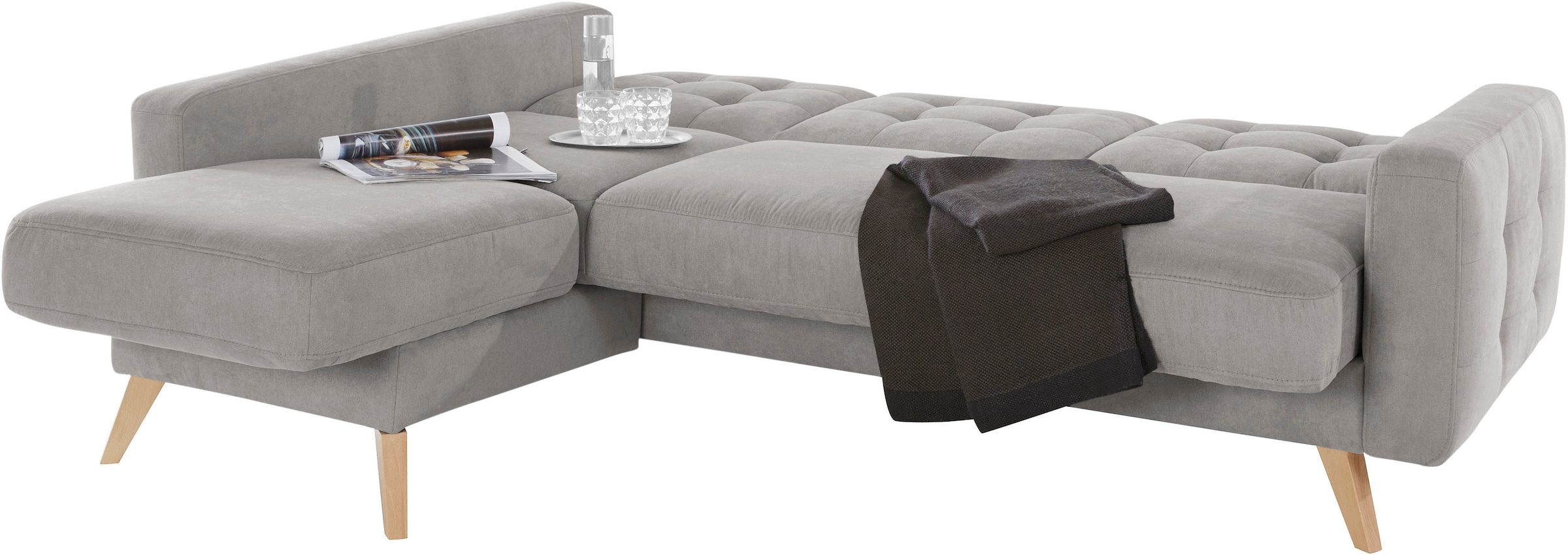 exxpo - sofa fashion Ecksofa »Nappa, kompakt und komfortabel, bequem, zeitloses Design, L-Form« tolle Detailverarbeitung, inkl. Bettfunktion und Bettkasten