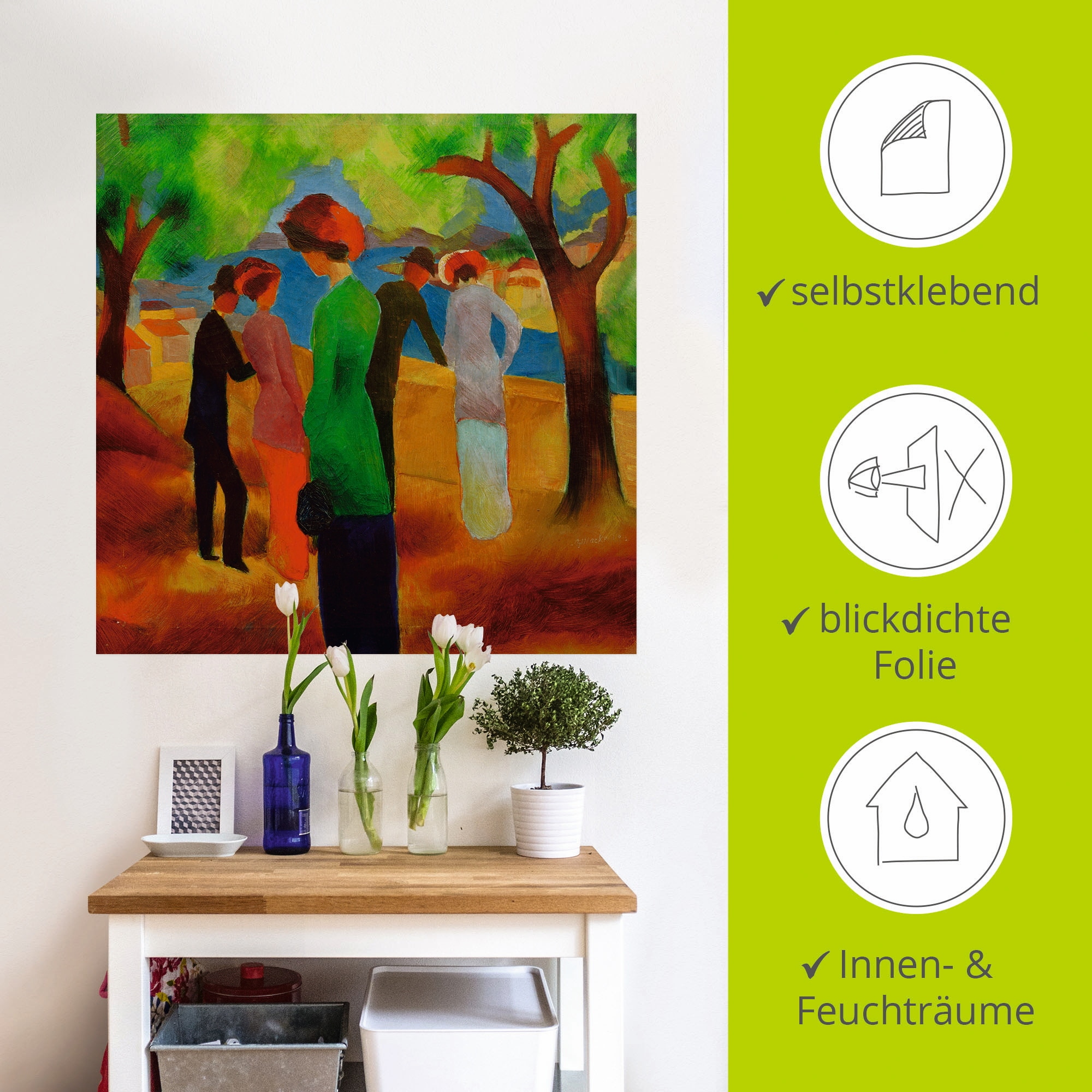 Artland Wandfolie »Dame in grüner Jacke«, Gruppen & Familien, (1 St.), selbstklebend