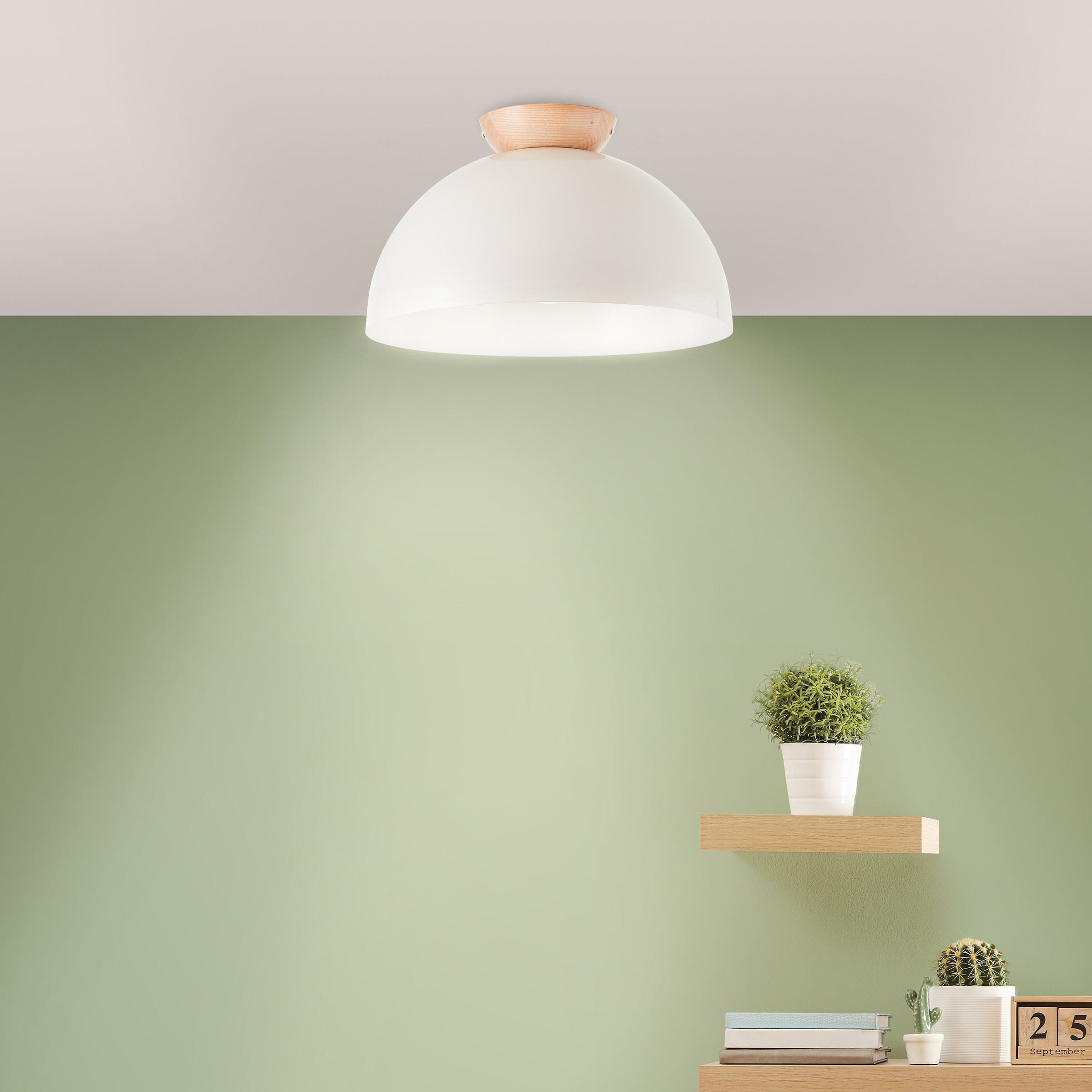 Brilliant Deckenleuchte »Nalam«, 1 flammig, Leuchtmittel E27 | ohne Leuchtmittel, 21 x 35 cm, 1 x E27, Metall/Holz, grau