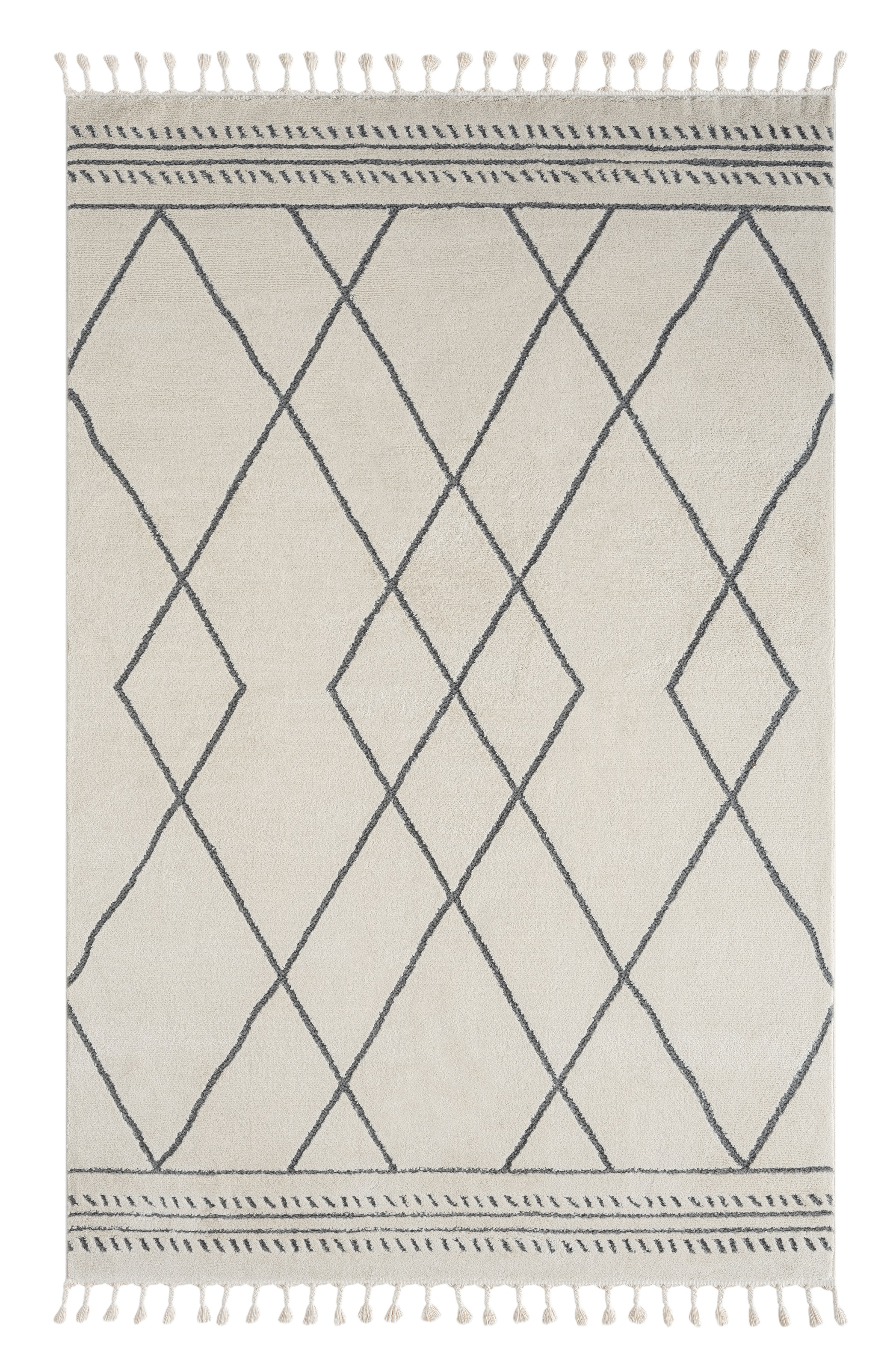 Myflair Möbel & Accessoires Hochflor-Teppich »Moroccan Design Lagerräumung«, rechteckig, 24 mm Höhe, modern, marokkanisches Design, Rauten Muster, weich, mit Fransen