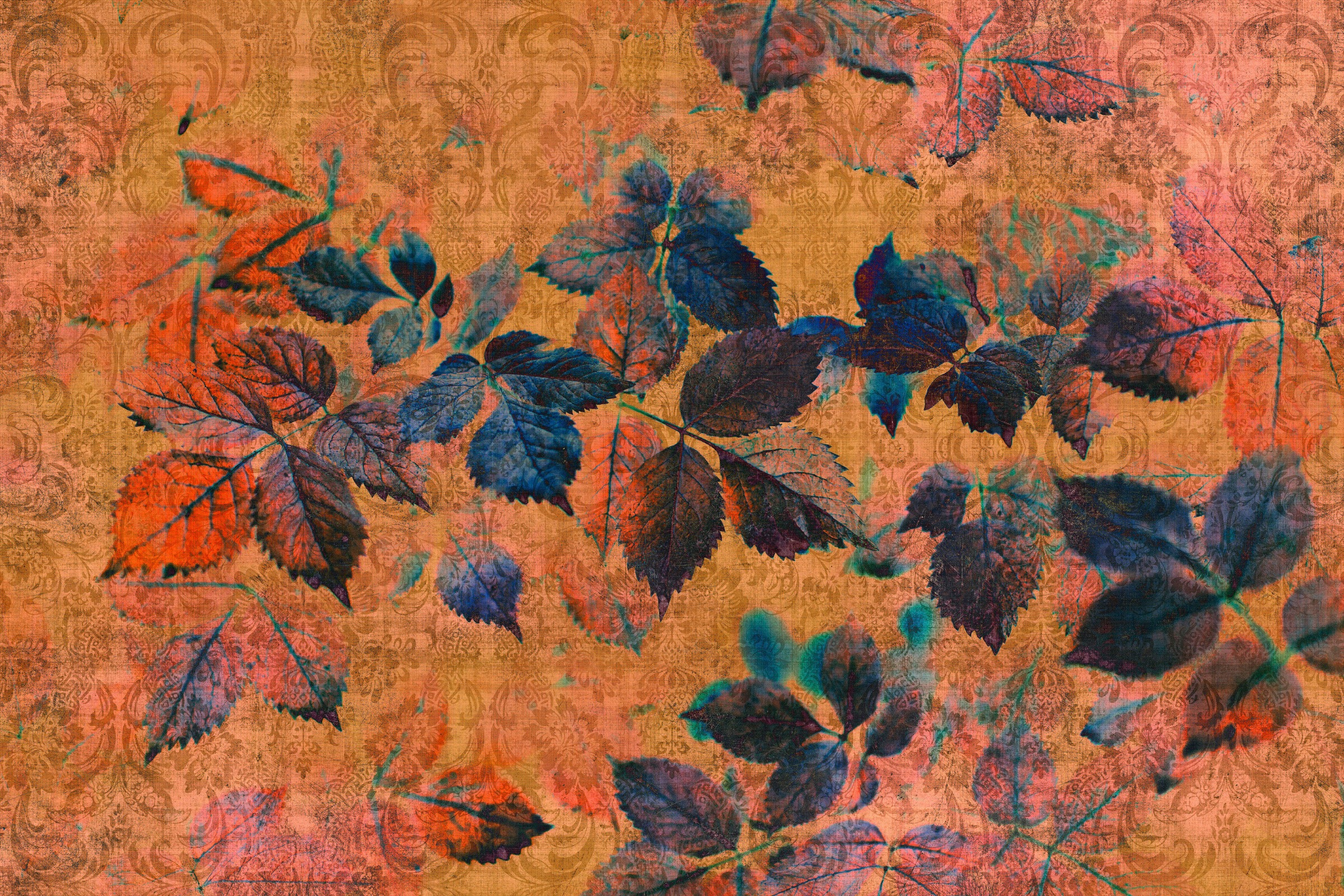 A.S. Création Leinwandbild »indian summer«, Kunst-Blumen-Kinder, (1 St.), Keilrahmen Bild Blätter Natur Floral Leinwand-Bild Wohnzimmer modern