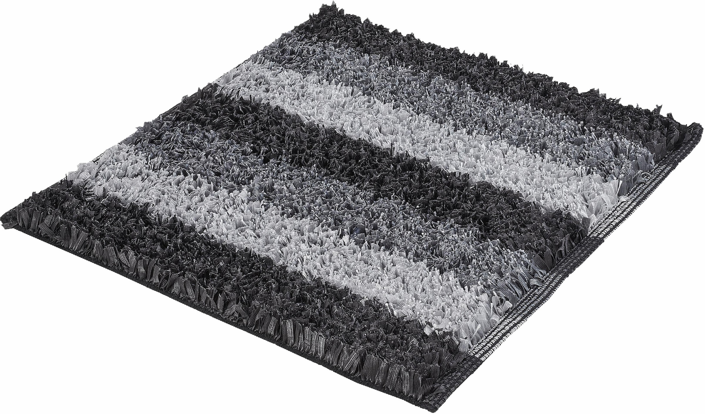 Kleine Wolke Badematte »Lounge«, rutschhemmend beschichtet, fußbodenheizungsgeeignet, Badteppich, Fransenflor, gestreift, leichter Glanzeffekt, waschbar