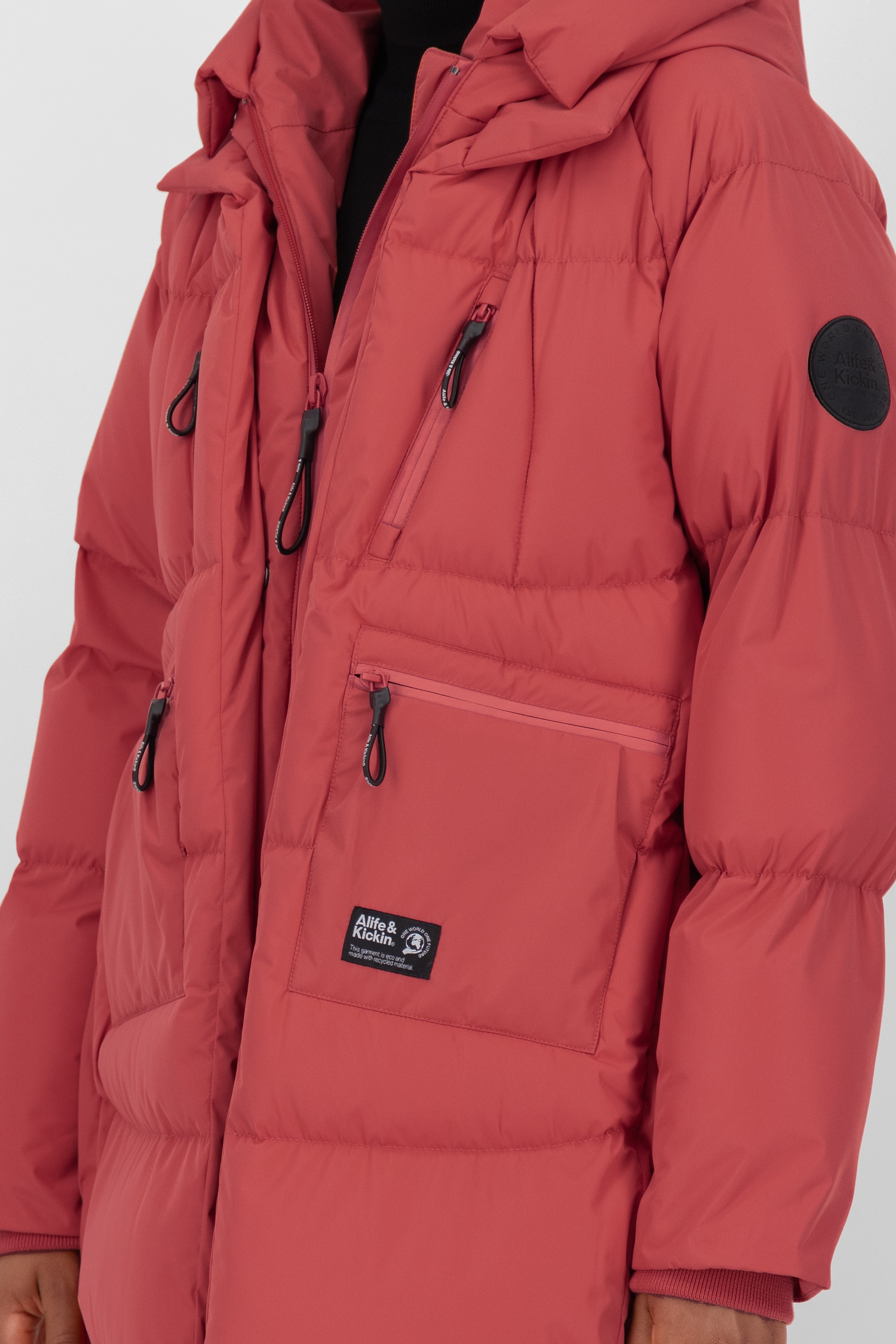 Alife & Kickin Winterjacke »Damen RihannaAK A«, mit Kapuze, Langer, warmer Wintermantel mit großer Kapuze und Fleece Innenfutter