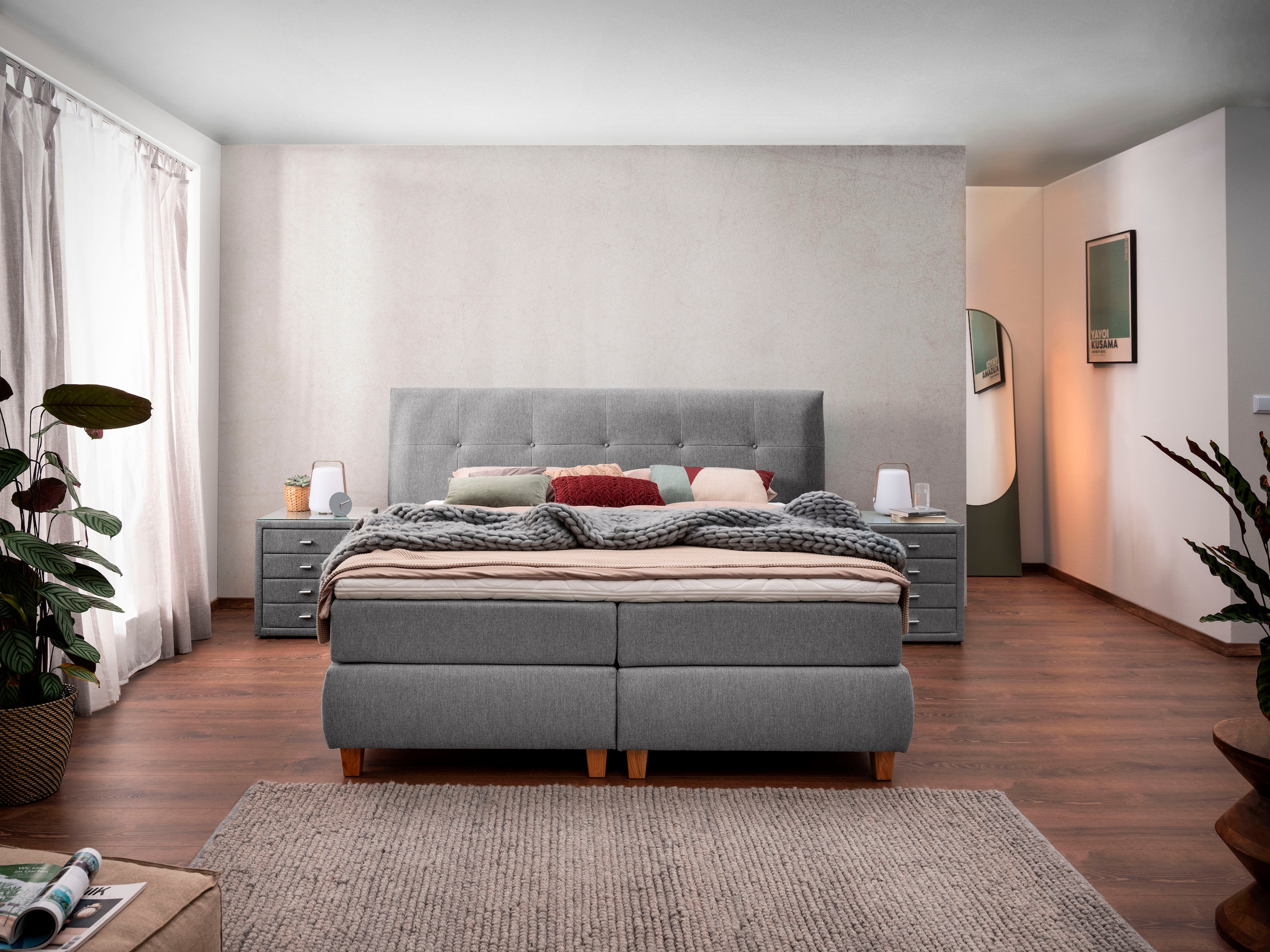 alina Boxspringbett »Luella«, ADA trendline Boxspringbett, inkl. Matratze und Viscoschaum-Topper