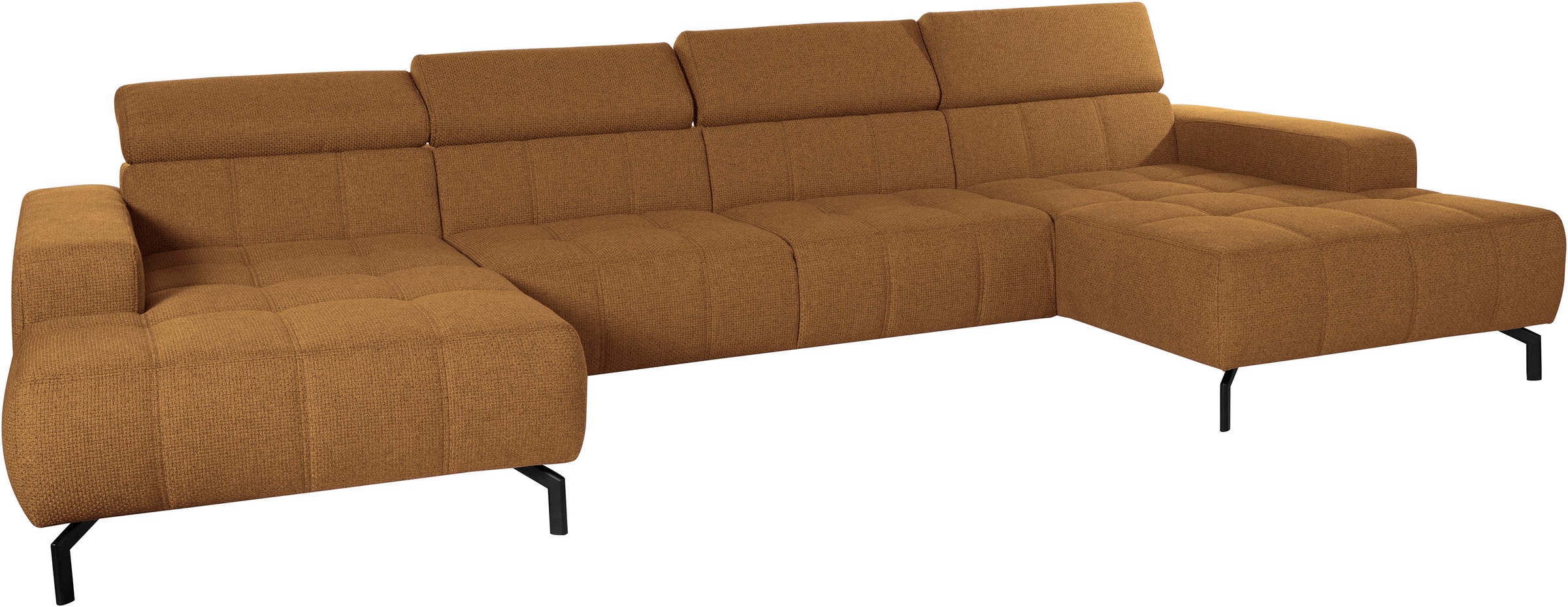 DOMO collection Wohnlandschaft »Cunelli tolle Sitznähte als Designelement, fester Sitzkomfort, U-Form«, wahlweise mit Kopfteilverstellung, bodenfrei
