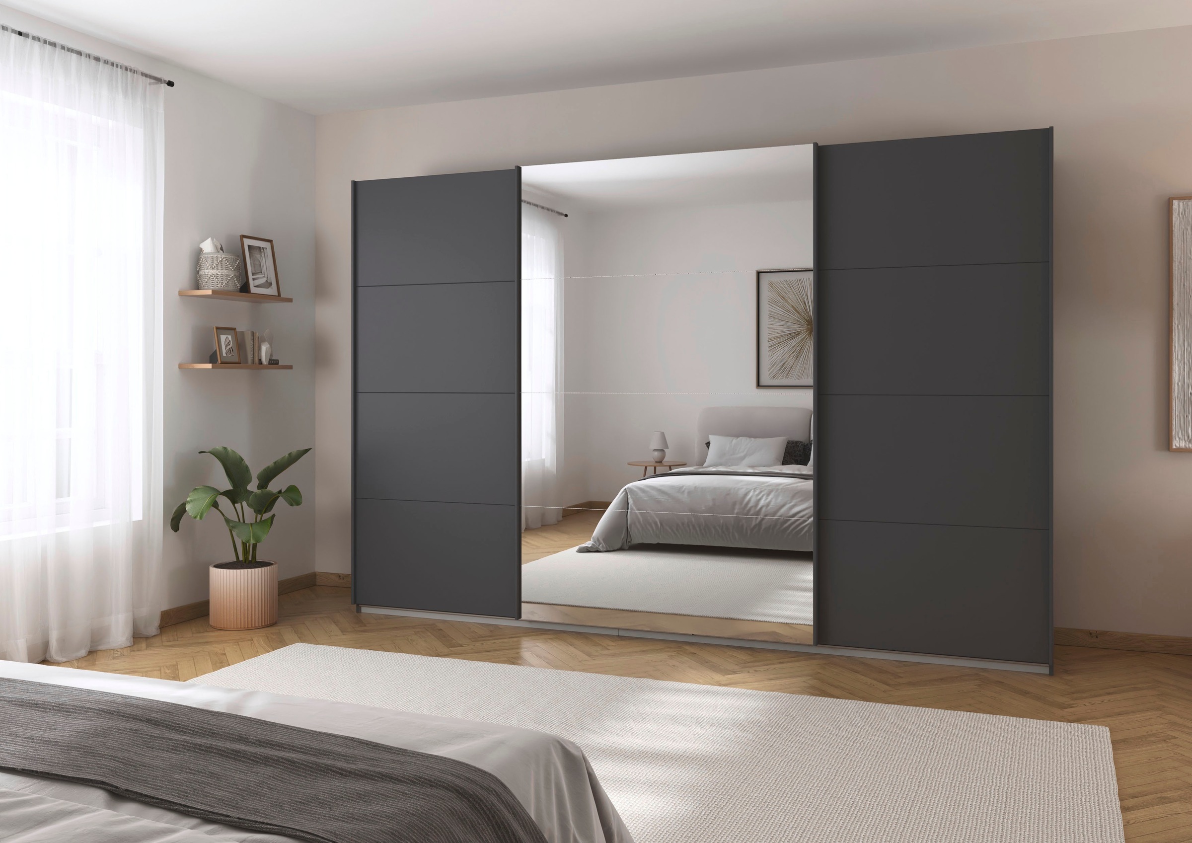 rauch Schwebetürenschrank »Kleiderschrank Schrank Garderobe AGORDO«, (in zwei Griff-Farben), Top Innenausstattung, in 4 Breiten und 2 Höhen MADE IN GERMANY