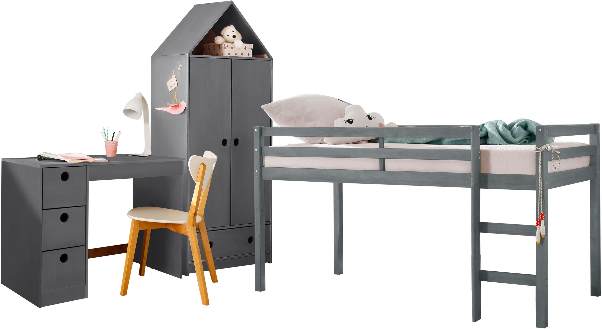 Lüttenhütt Hochbett "Alpi" aus schönem massivem Kiefernholz, Außenmaßenbrei günstig online kaufen