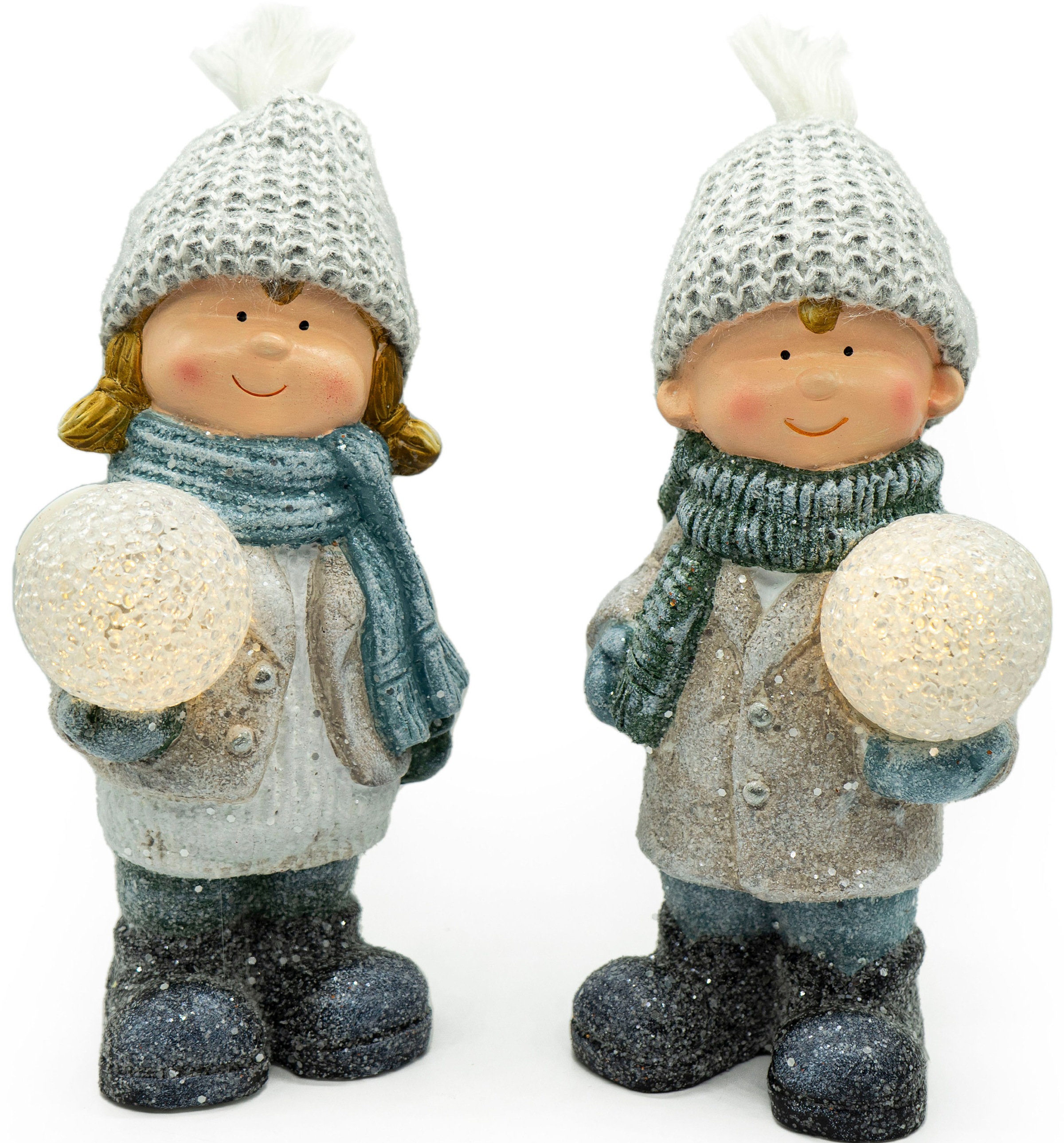NOOR LIVING Dekolicht »Winterkinder aus Keramik im 2er Set, mit Beleuchtung günstig online kaufen