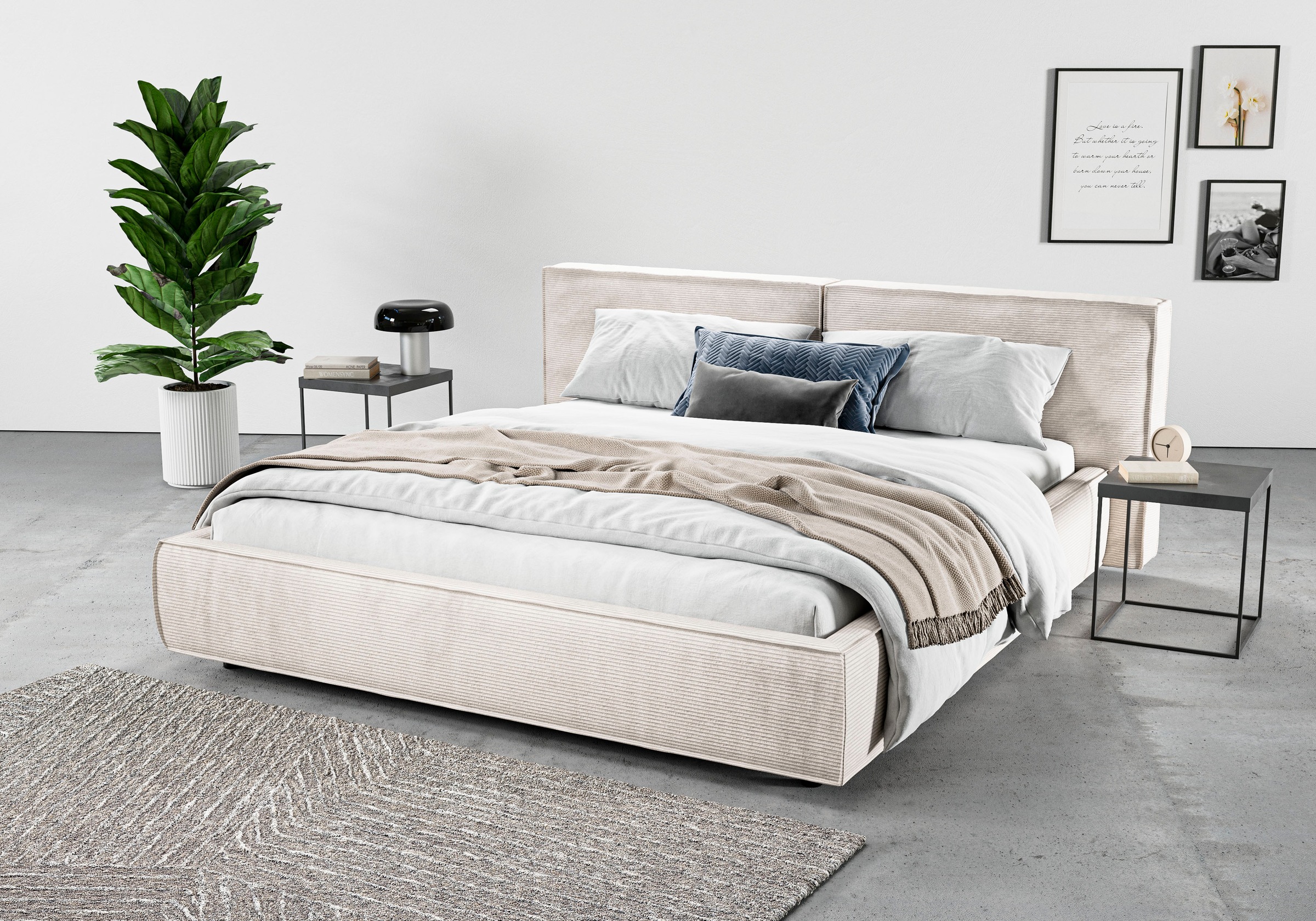 Home affaire Polsterbett »Adrina mit Biesenoptik, Feincord und Luxus-Microf günstig online kaufen