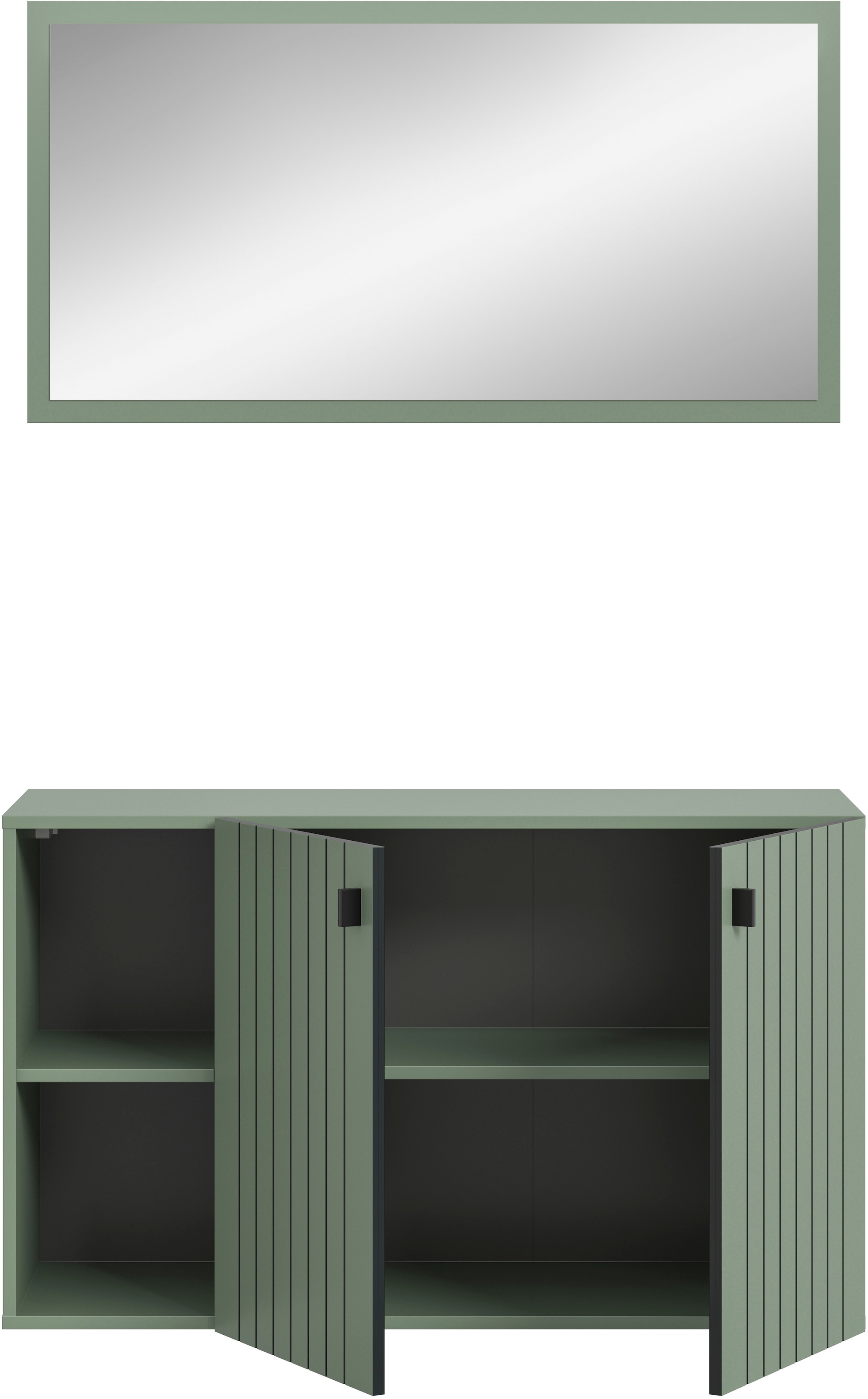 INOSIGN Garderoben-Set »TATIO, 2-tlg. Garderobenkombination, Breite: 106 cm, Rillenfräsung« Set, Set best. aus: 1 Spiegel, 1 Schuhkommode, 2 Stk. tlg.