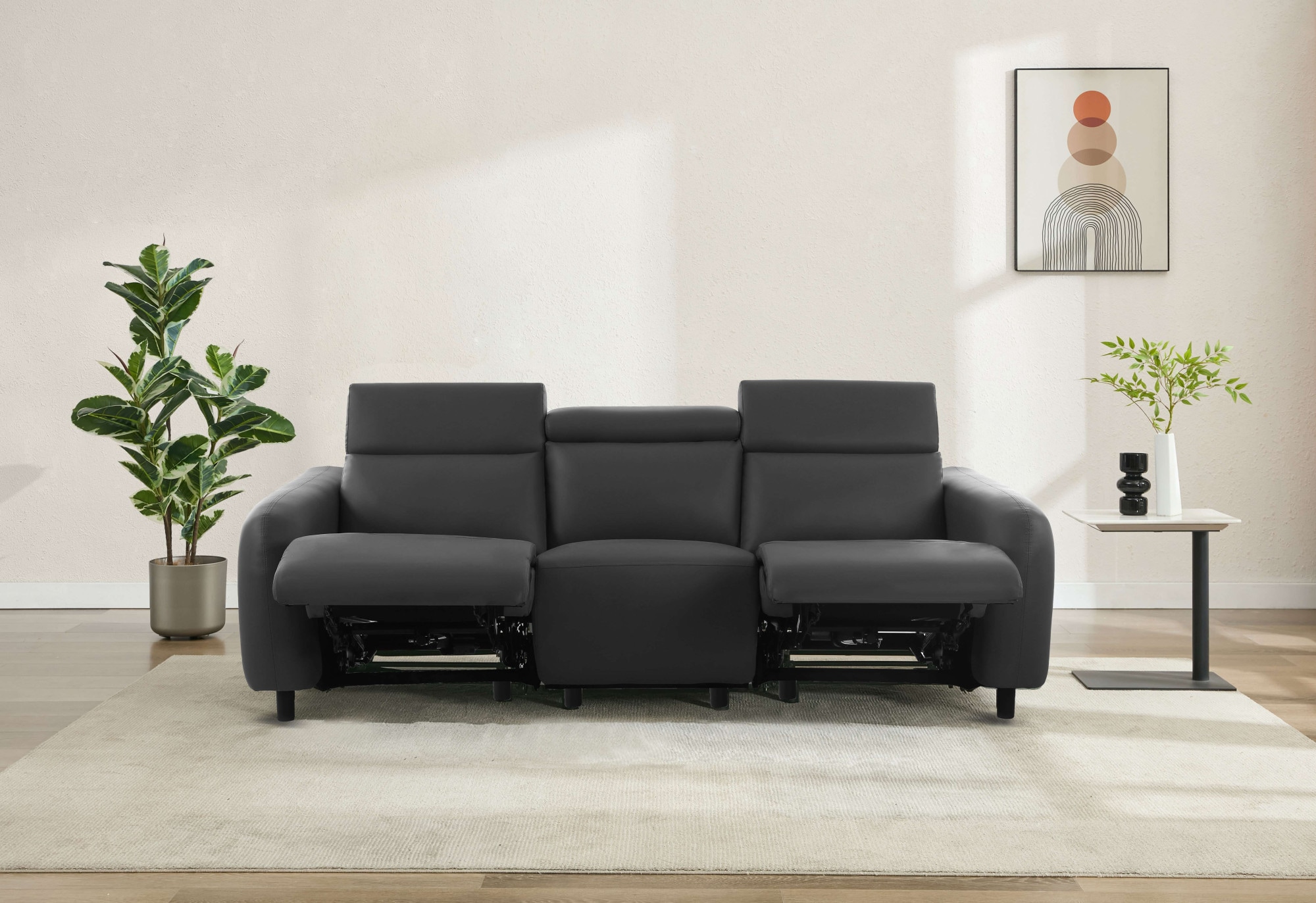Home affaire 3-Sitzer »SKAANE Kunstleder, 229 cm, manuelle-u. elektrische Relaxfunktion«, Relax-Funktion in 2 Sitzen, Kopfteilverstellung, Federkernpolsterung