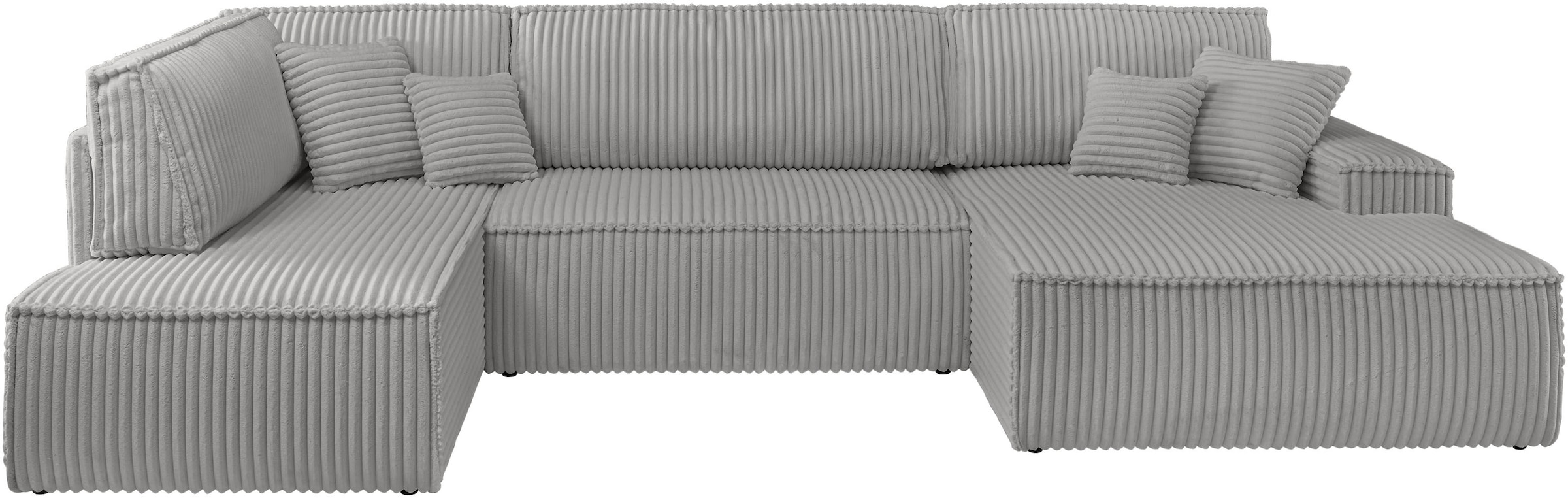 andas Wohnlandschaft »FINNLEY U-Form XXL 329 cm, Schlafsofa, Schlaffunktion m. Bettkasten«, (194/139 cm), Bouclé, Struktur und Cord