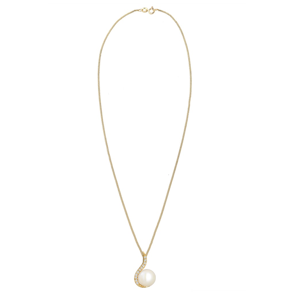 Elli DIAMONDS Perlenkette »Klassisch Perle Diamant (0.055 ct.) 585 Gelbgold«
