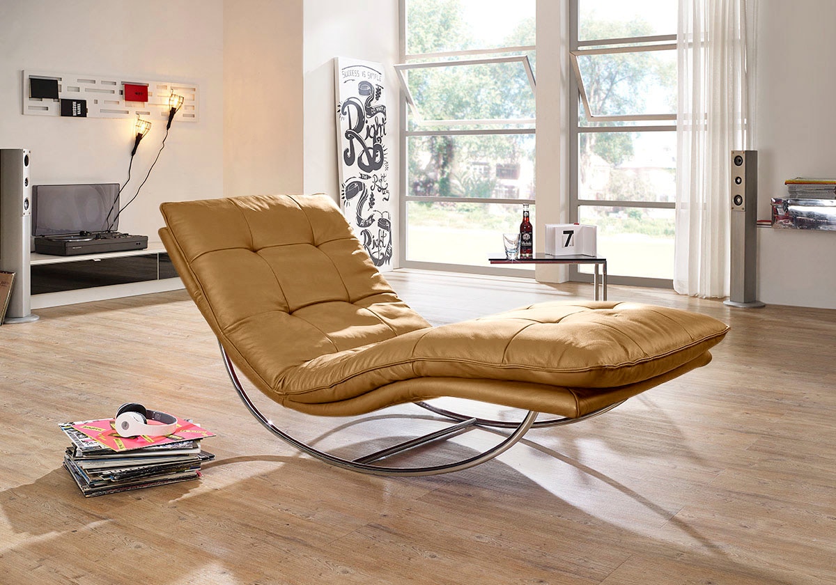 W.SCHILLIG Relaxliege »daily dreams«, in Waffelkissen-Optik, Schaukelgestell Chrom glänzend, in 2 Breiten