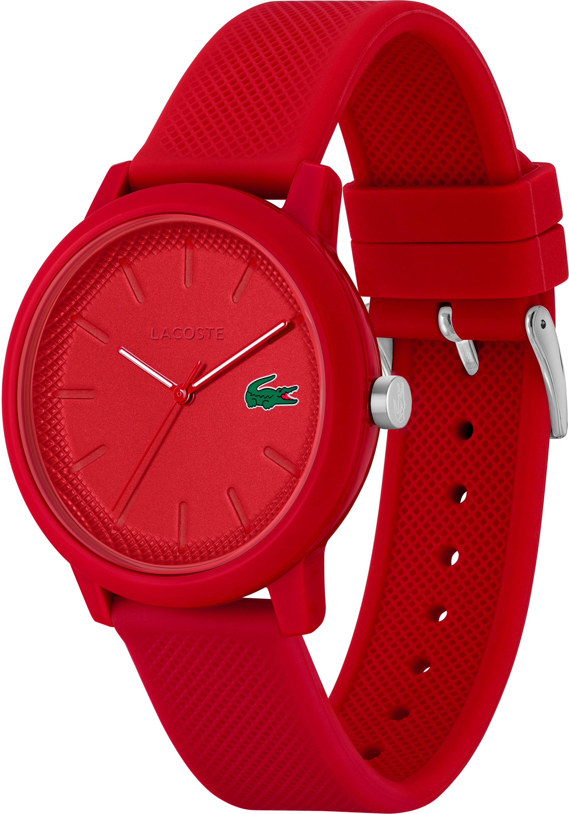 Lacoste Quarzuhr »LACOSTE.12.12«, Armbanduhr, Herrenuhr, Mineralglas, Silikonarmband