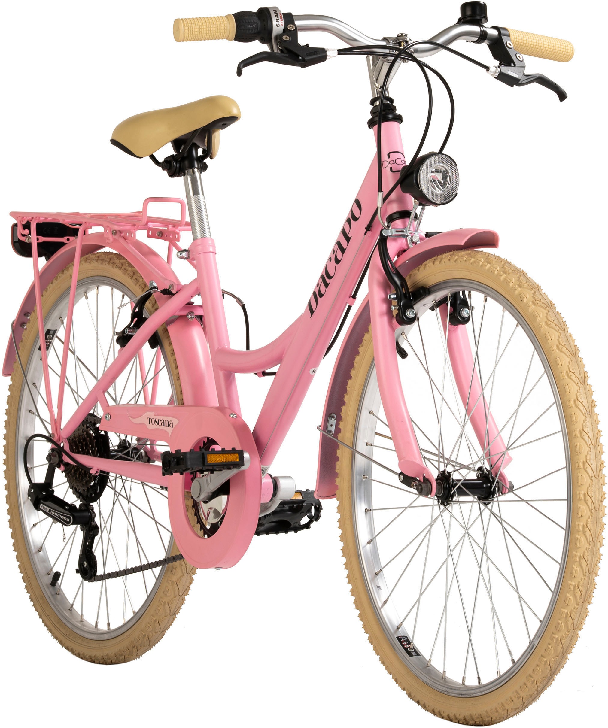 DACAPO Kinderfahrrad »Toscana« 6 Gang Kettenschaltung rosa+rosa