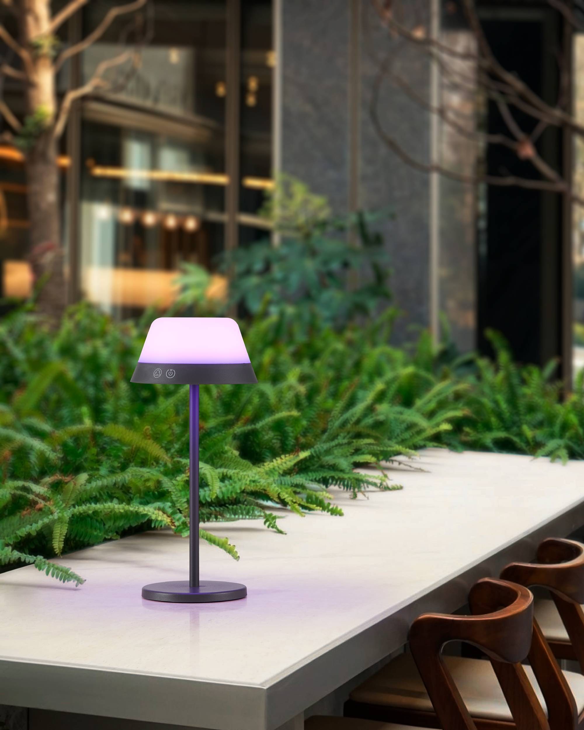 EGLO Tischleuchte »Meggiano Tischlampe, kabellos, aufhängbarer Lampenschirm, IP54, Lampe« LED-Modul 1 Stk. RGB | Warmweiß Tischleuchte - H32 x Ø15 cm - grau - 1X1,5W;1X0,8W inkl.