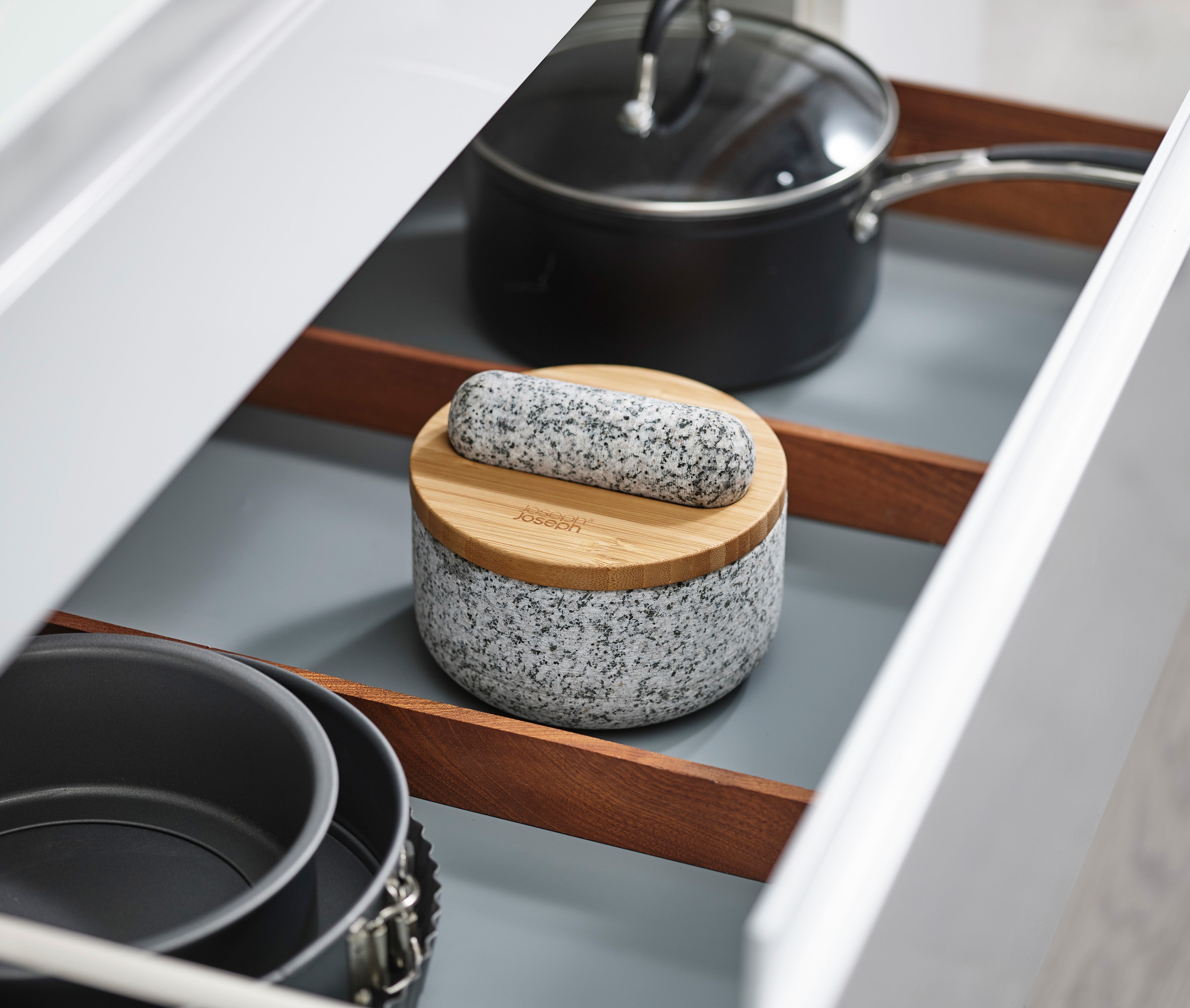 Joseph Joseph Mörser »Dash«, (Set, 3 tlg.), aus Granit mit Bambusdeckel