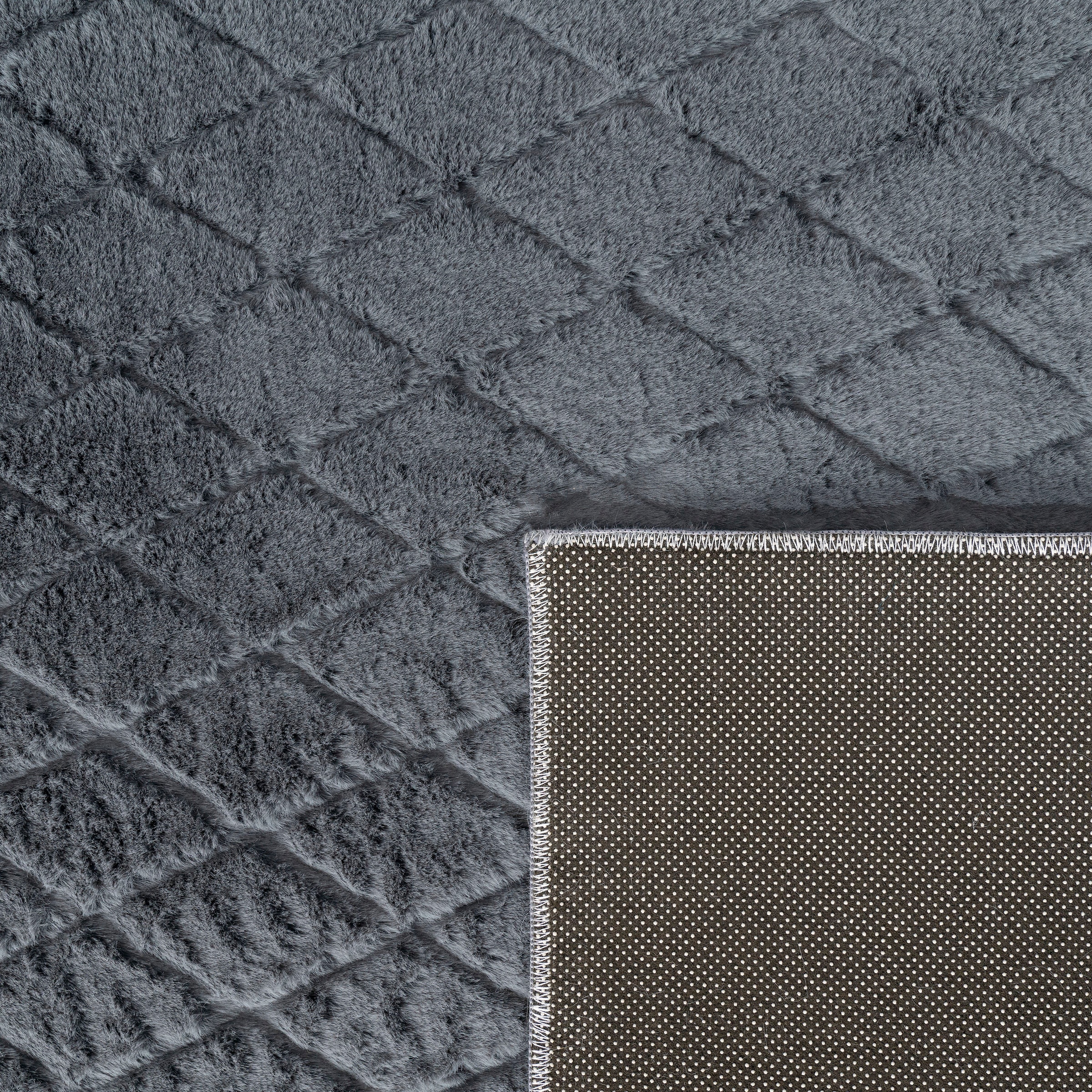 Paco Home Hochflor-Teppich »Arnheim 742«, rechteckig, 26 mm Höhe, Uni Farben, Rauten Muster, besonders weich, Hoch-Tief Effekt