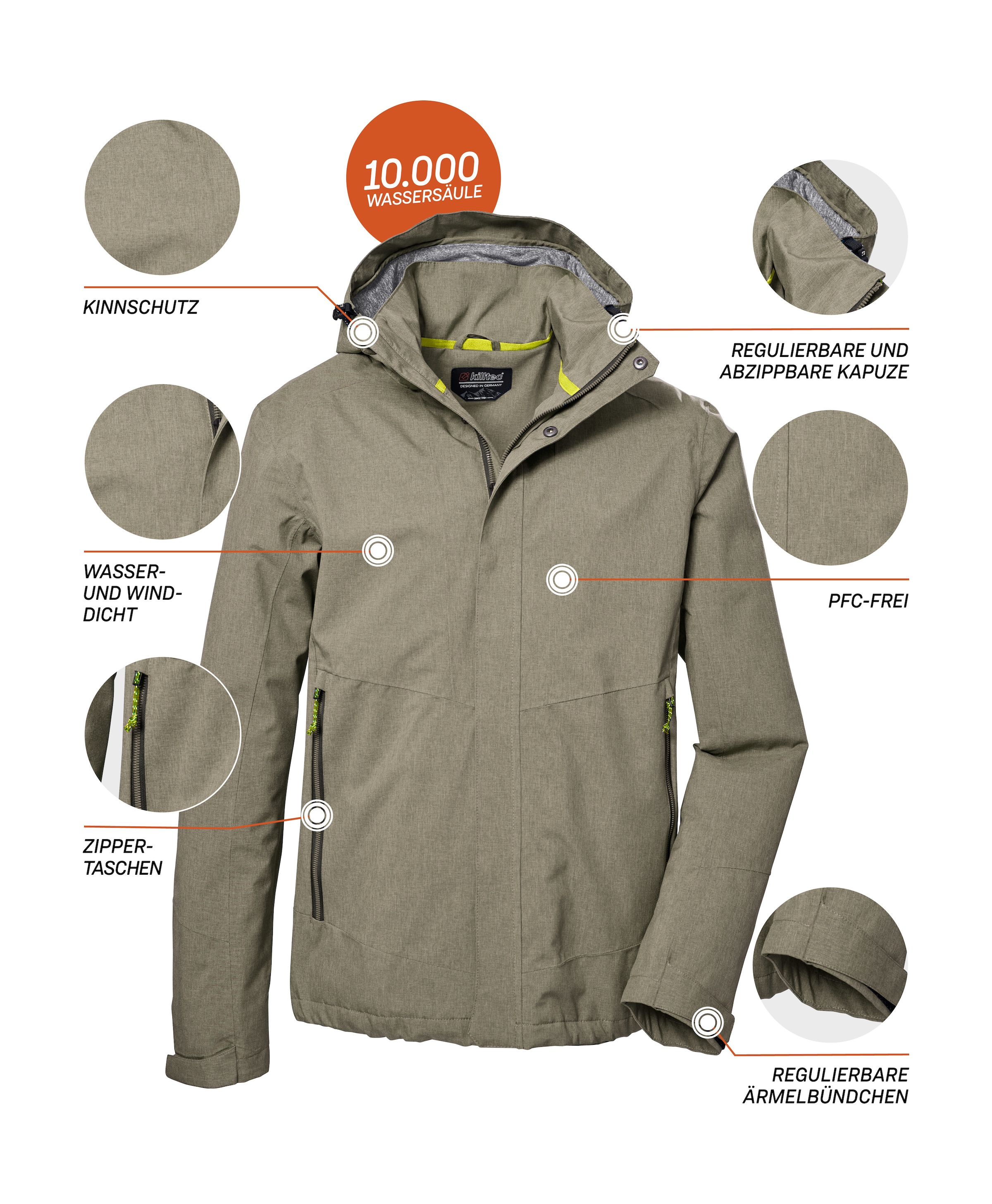 Killtec Outdoorjacke »KOS 53 MN JCKT«, Funktionsjacke: Wind- und wasserdicht, atmungsaktiv, Kapuze abnehmbar
