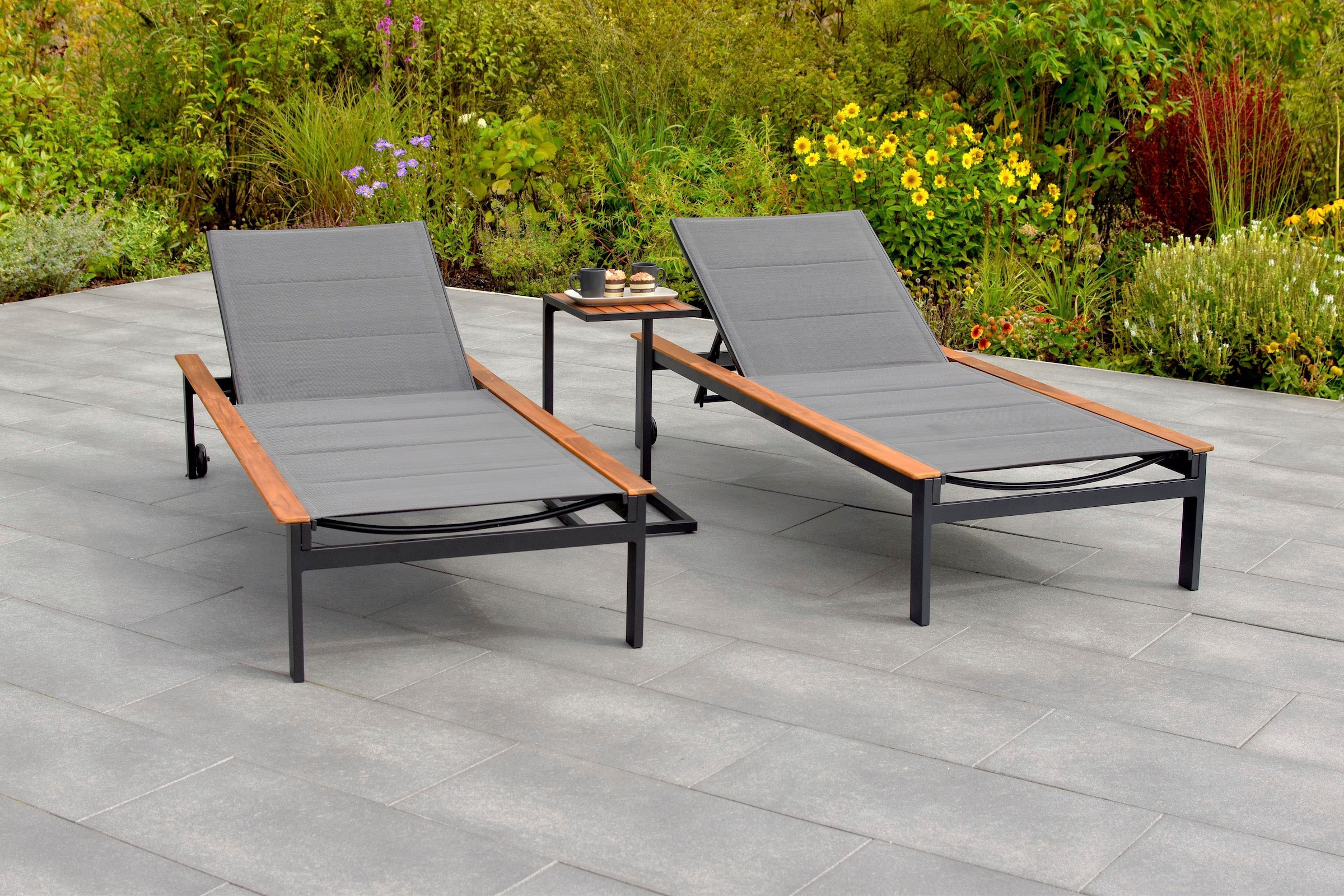 MERXX Gartenliege »Paxos«, (Set), 2 Liegen und Beistelltisch