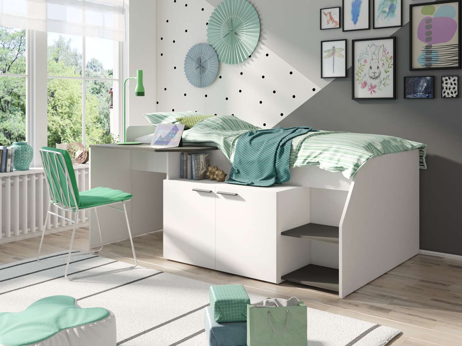 INOSIGN Jugendbett »Jugendzimmer-Set Durango - 3 in 1: Bett, Schreibtisch, günstig online kaufen