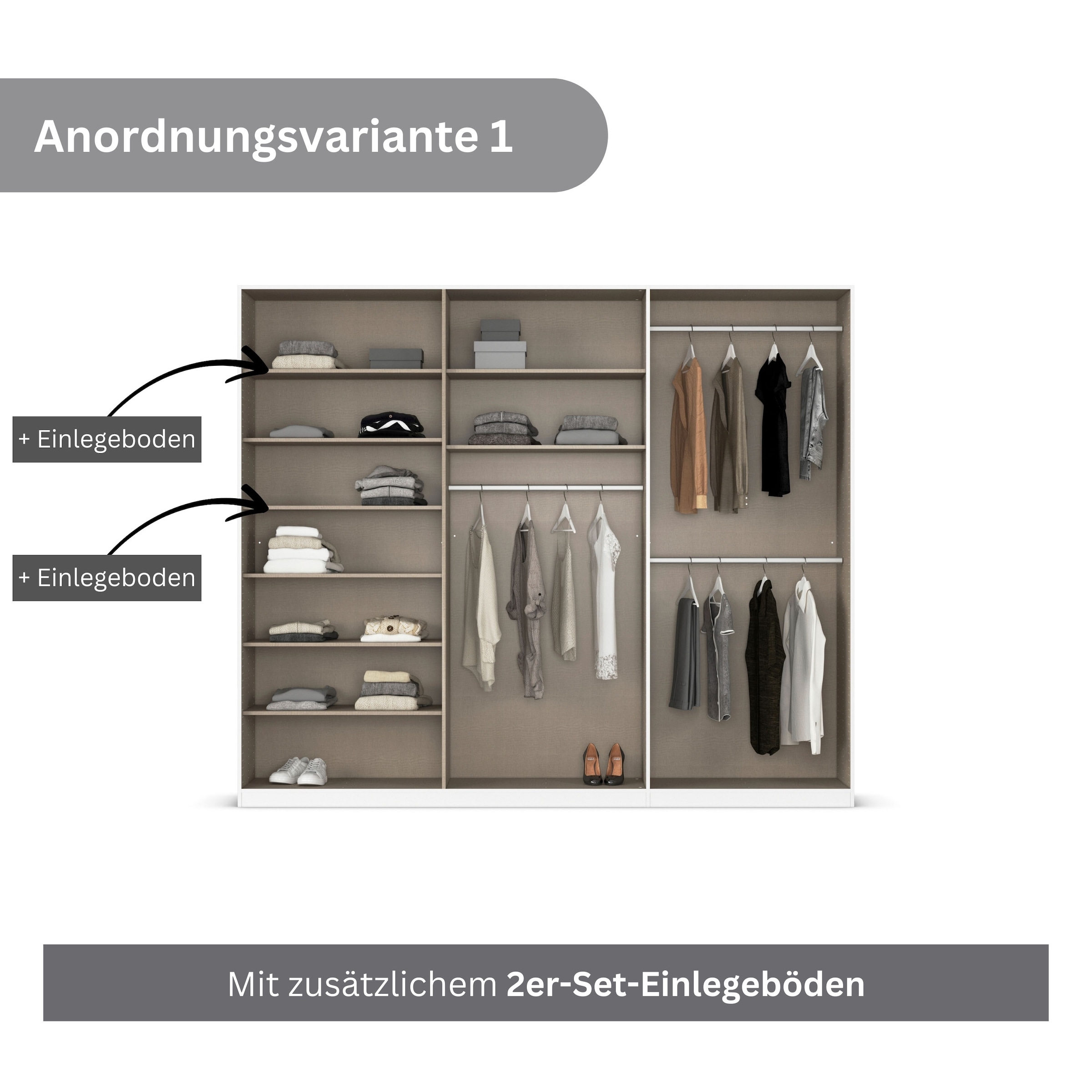 rauch Drehtürenschrank »Kleiderschrank Kleiderschränke Schrank Garderobe AGORDO mit Glasfront«, (in zwei Griff-Farben), durchdachte Innenausstattung, in 6 Breiten und 2 Höhen MADE IN GERMANY